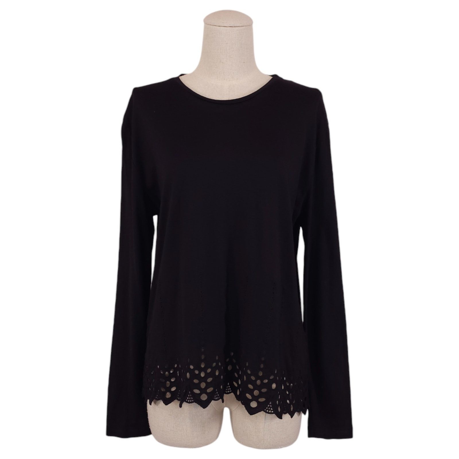 The Kooples The Kooples Broderie Eyelet Long Sleeve Tee Black Sz Medium Size M / US 6-8 / IT 42-44 - 1 Thumbnail
