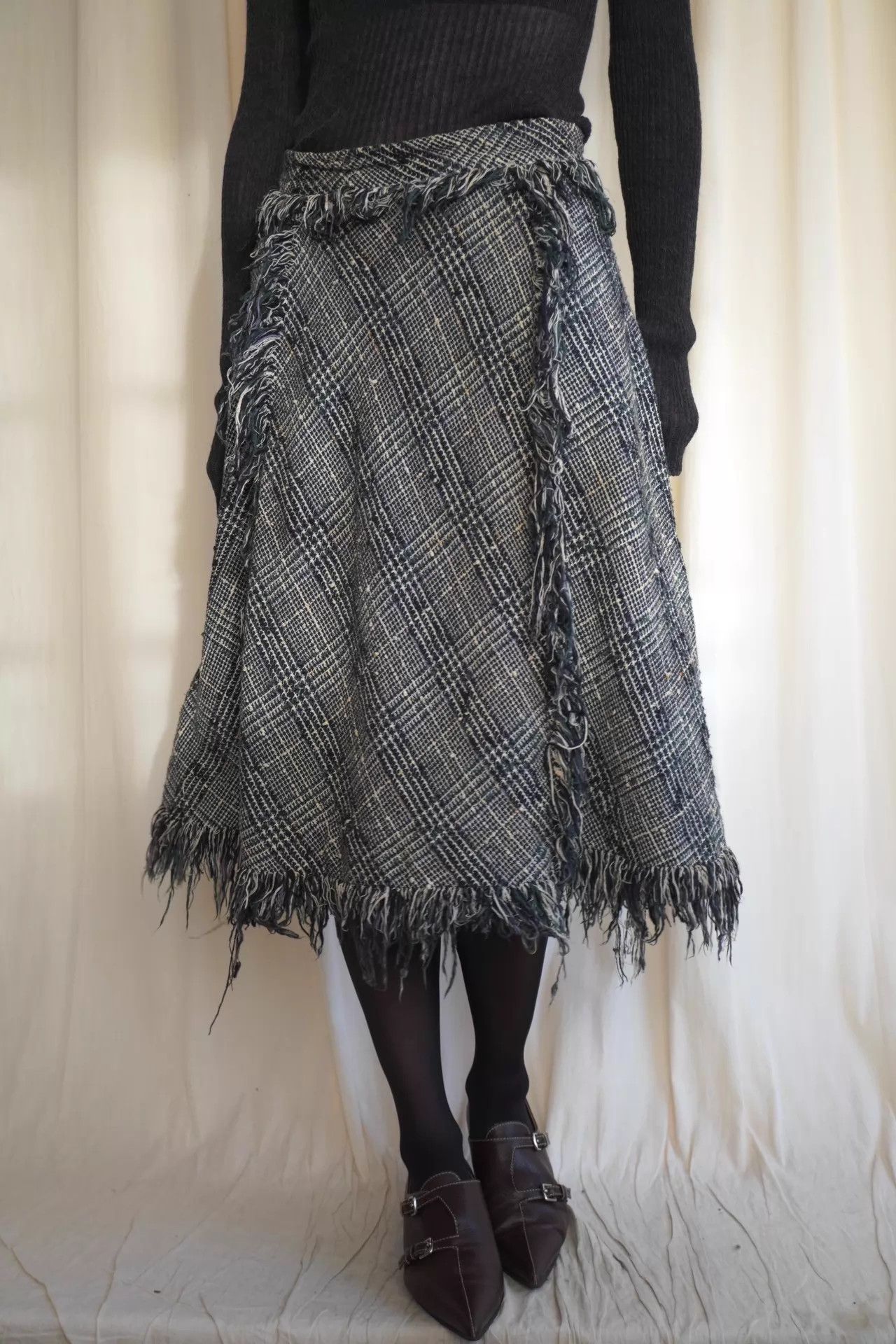 Vivienne Westwood Vivienne Westwood 1997ss Tweed Fringe Dress Green Lav Size 32" / US 10 / IT 46 - 2 Thumbnail