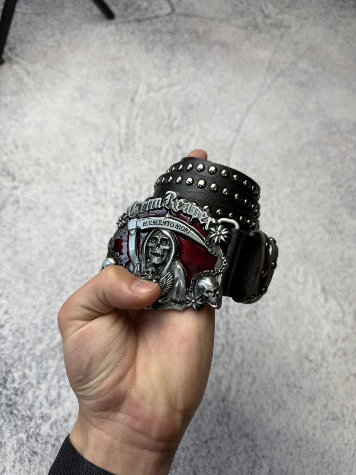 Band Tees × Vintage Vintage Belt Rock Memento Mori Y2K Size ONE SIZE - 4 Thumbnail