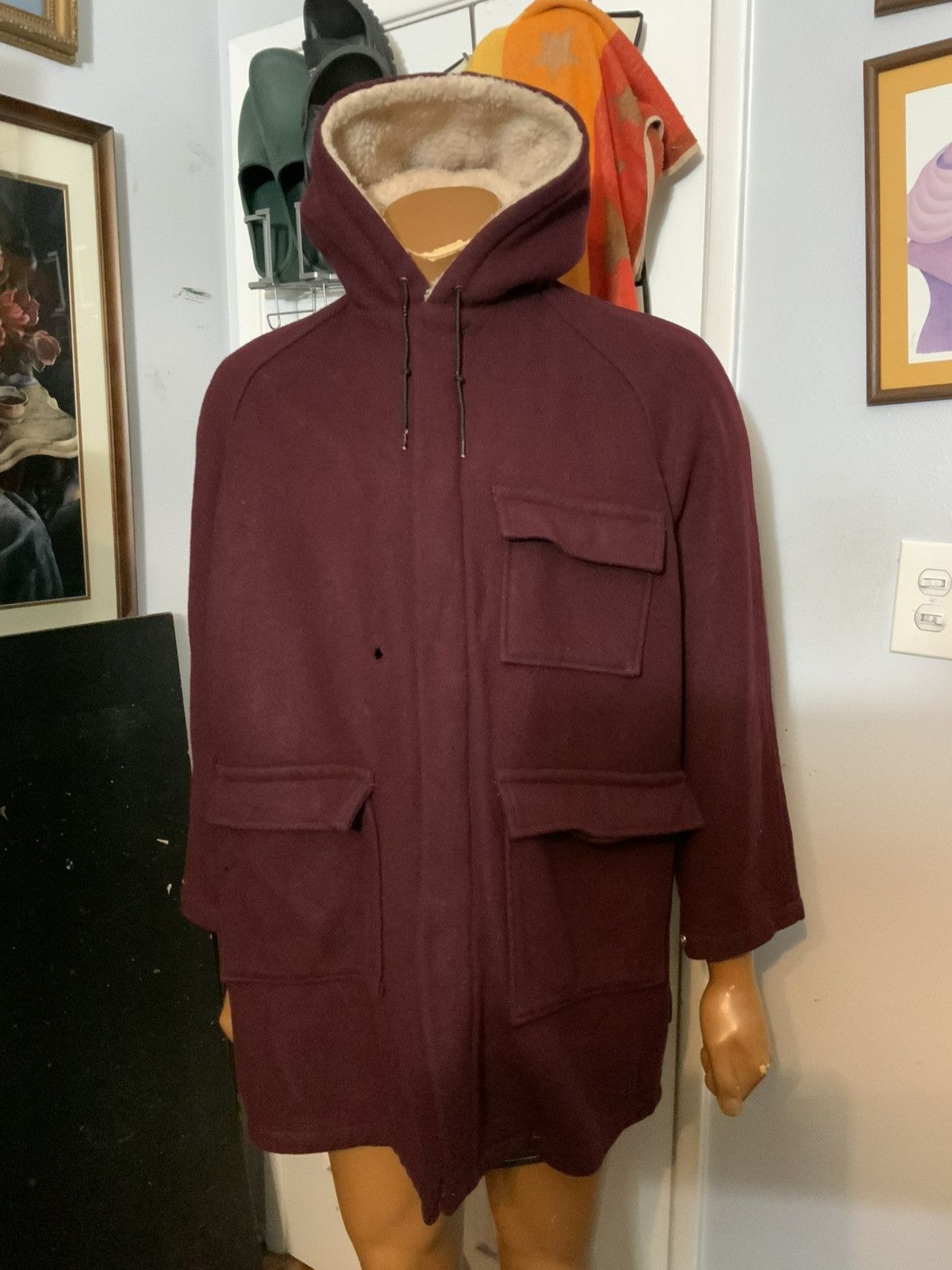 Vintage Vintage 1950s Standard Of Hollywood Wool Sherpa Hooded Coat Size US L / EU 52-54 / 3 - 14 Thumbnail
