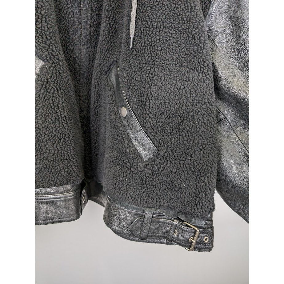 Balenciaga o1rshd1 Leather Sleeve Shearling Fleece Jacket in Black Size US XS / EU 42 / 0 - 10 Thumbnail