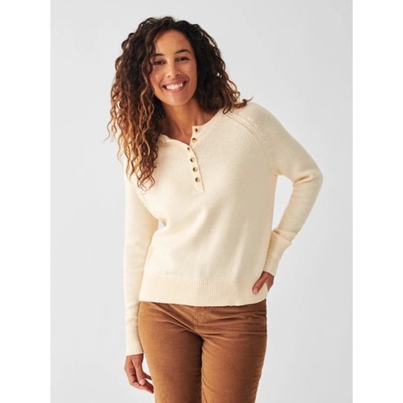 Faherty Faherty Cozy Cotton Henley Sweater In Beige Size XL Size S / US 4 / IT 40 - 1 Thumbnail