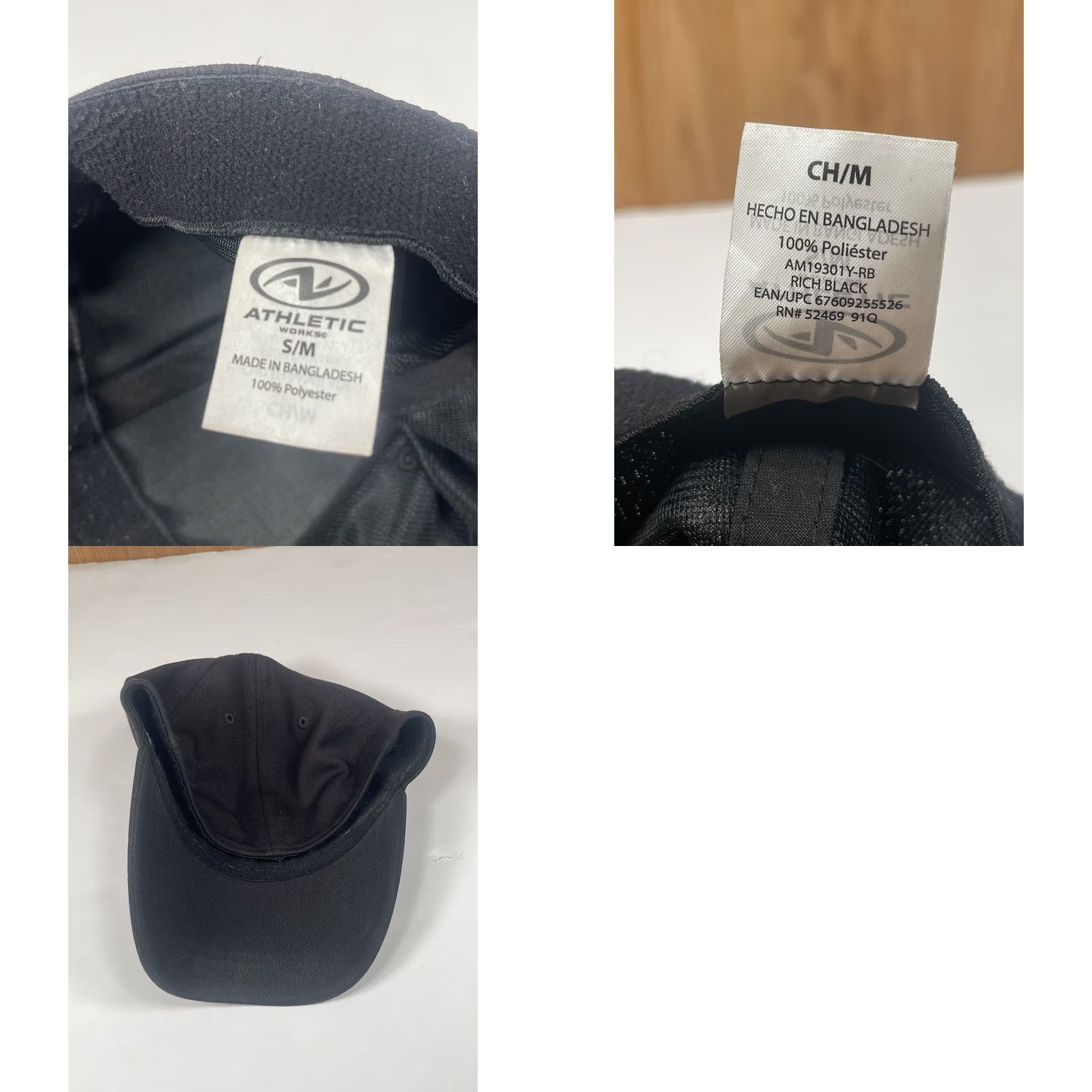 Athletic Works Athletic Works Hat Adults S/M Black Polyester Fitted Cap Stretch Baseball Cap Size ONE SIZE - 8 Thumbnail
