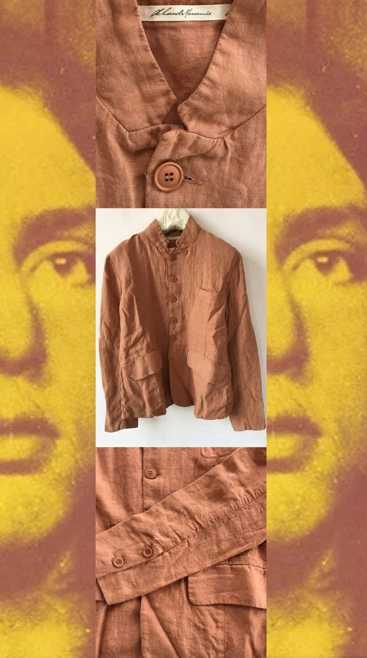 image of Aleksandr Manamis Linen Blazer Jacket in Peach, Men's (Size Small)