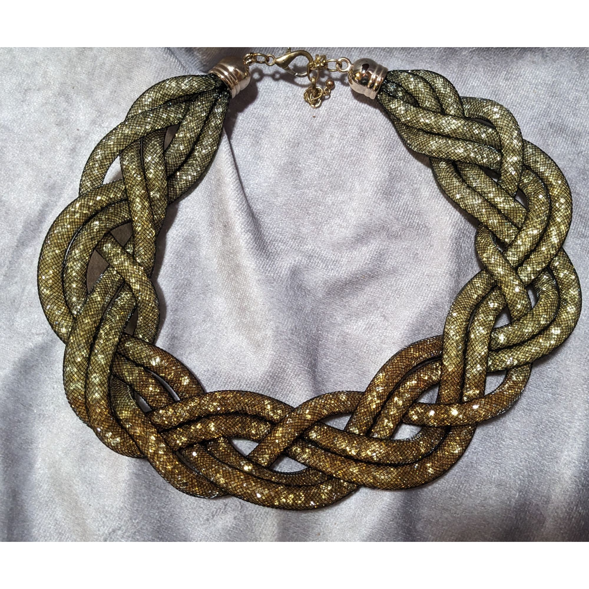 Other Retro Glam Crystal Filled Braided Mesh Statement Necklace An Size ONE SIZE - 5 Thumbnail