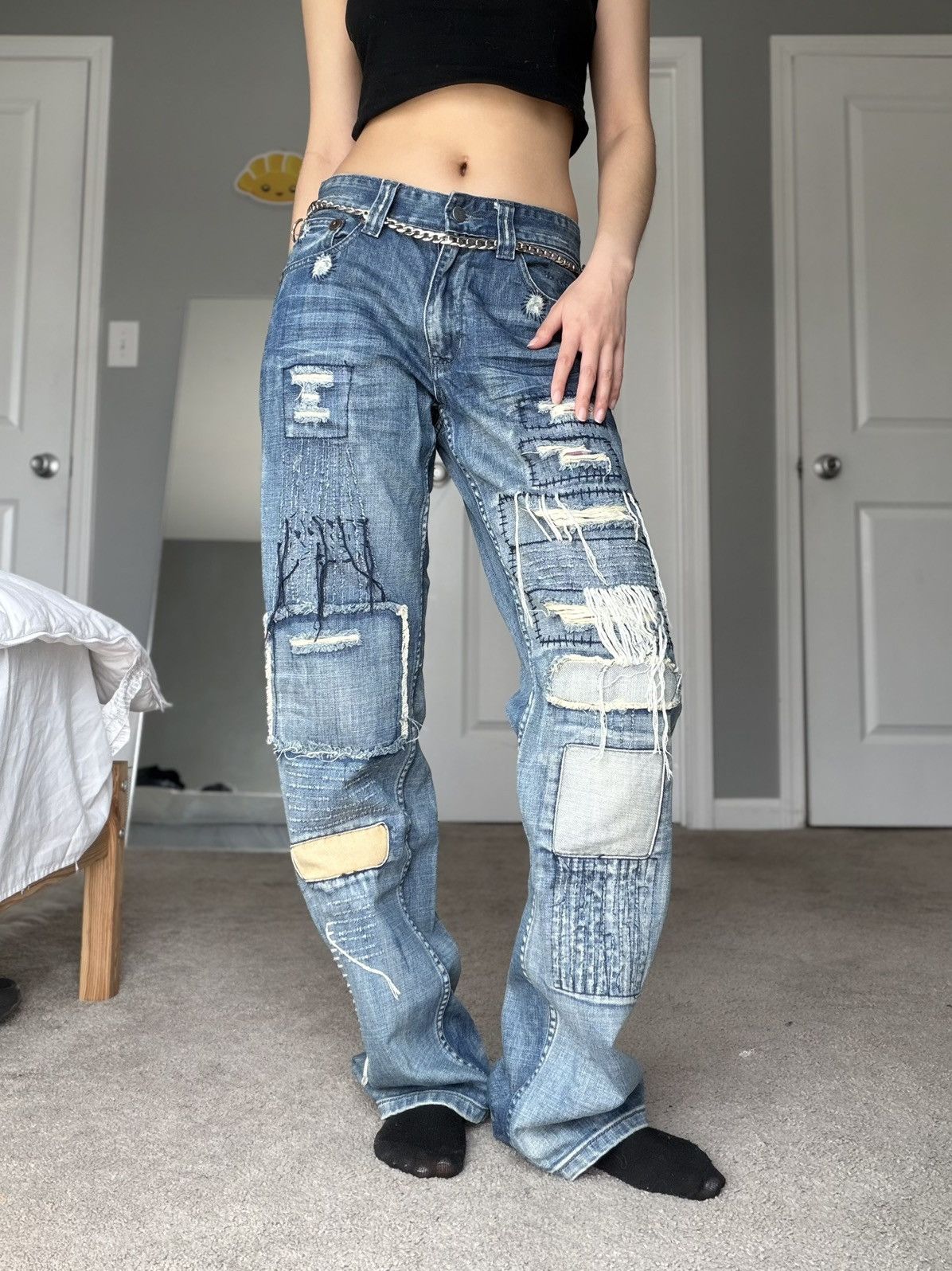 Vintage Vintage Patchwork Distressed Denim Size US 30 / EU 46 - 6 Thumbnail