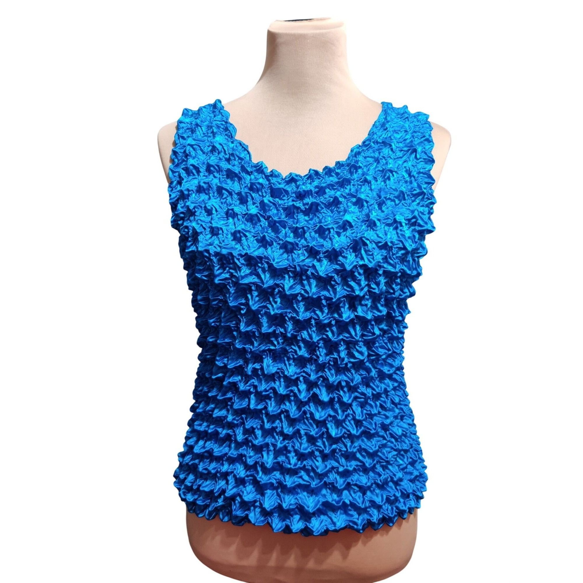 Other Popcorn Tank Top One Size Womens Blue Bubble Crinkle Sleevel Size ONE SIZE - 9 Thumbnail