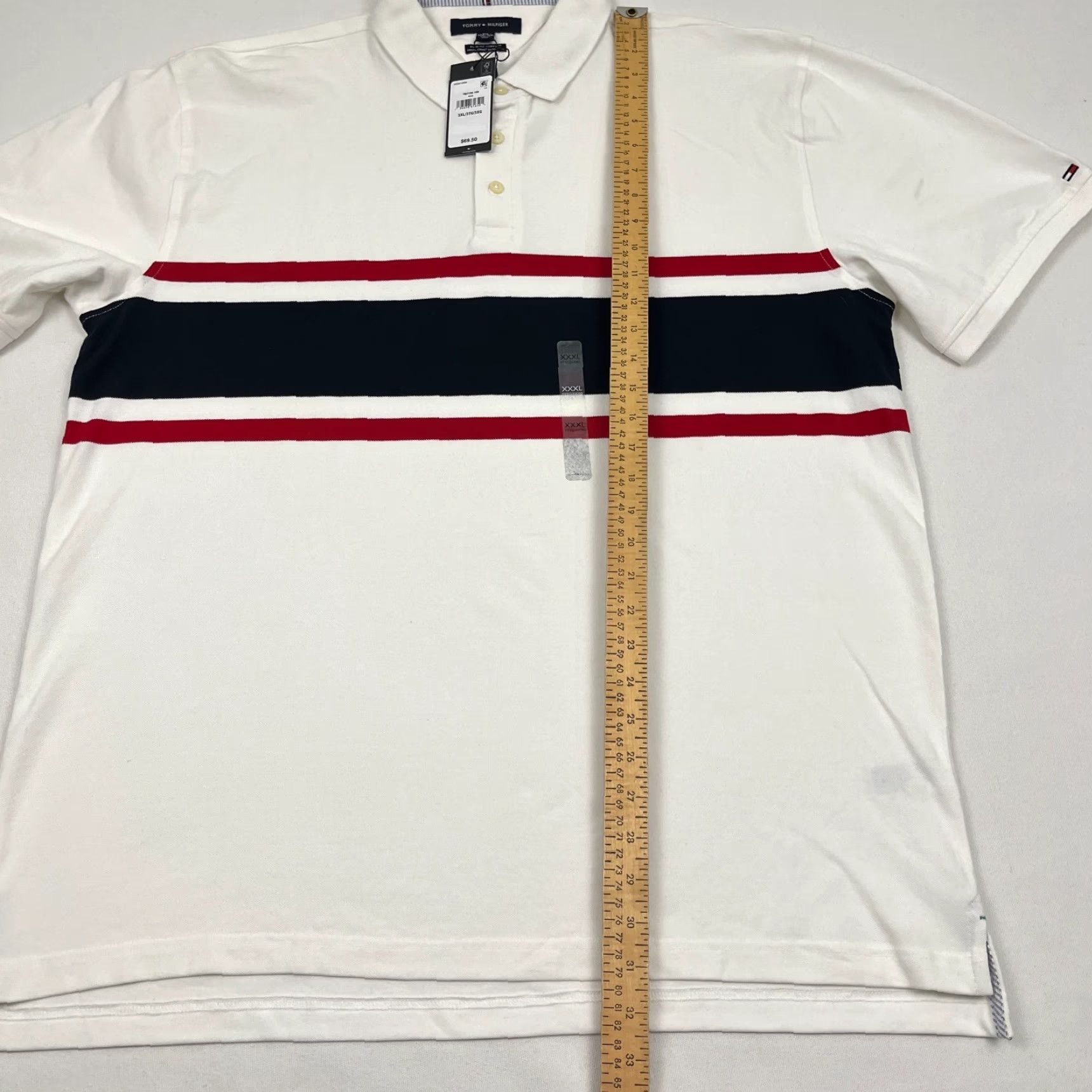 Tommy Hilfiger Tommy Hilfiger Polo Shirt Mens 3XL Slim Fit White Blue Striped Preppy Casual Shirt Regular Size Mens Size US XXL / EU 58 / 5 - 4 Thumbnail