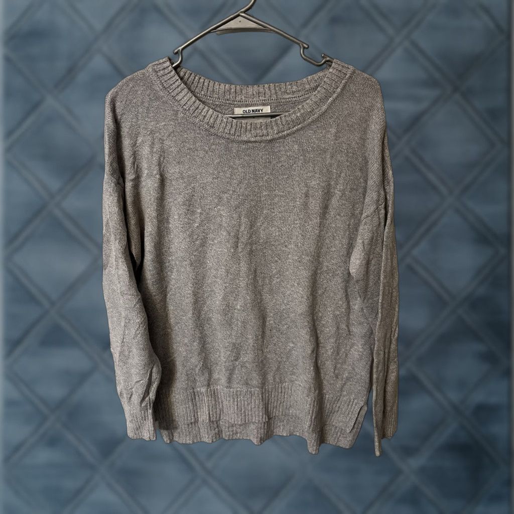 Old Navy Old Navy Pullover Sweater Womens Size M Gray Long Sleeve Crew Neck Knit Cotton Blend Regular Classic Size M / US 6-8 / IT 42-44 - 1 Thumbnail