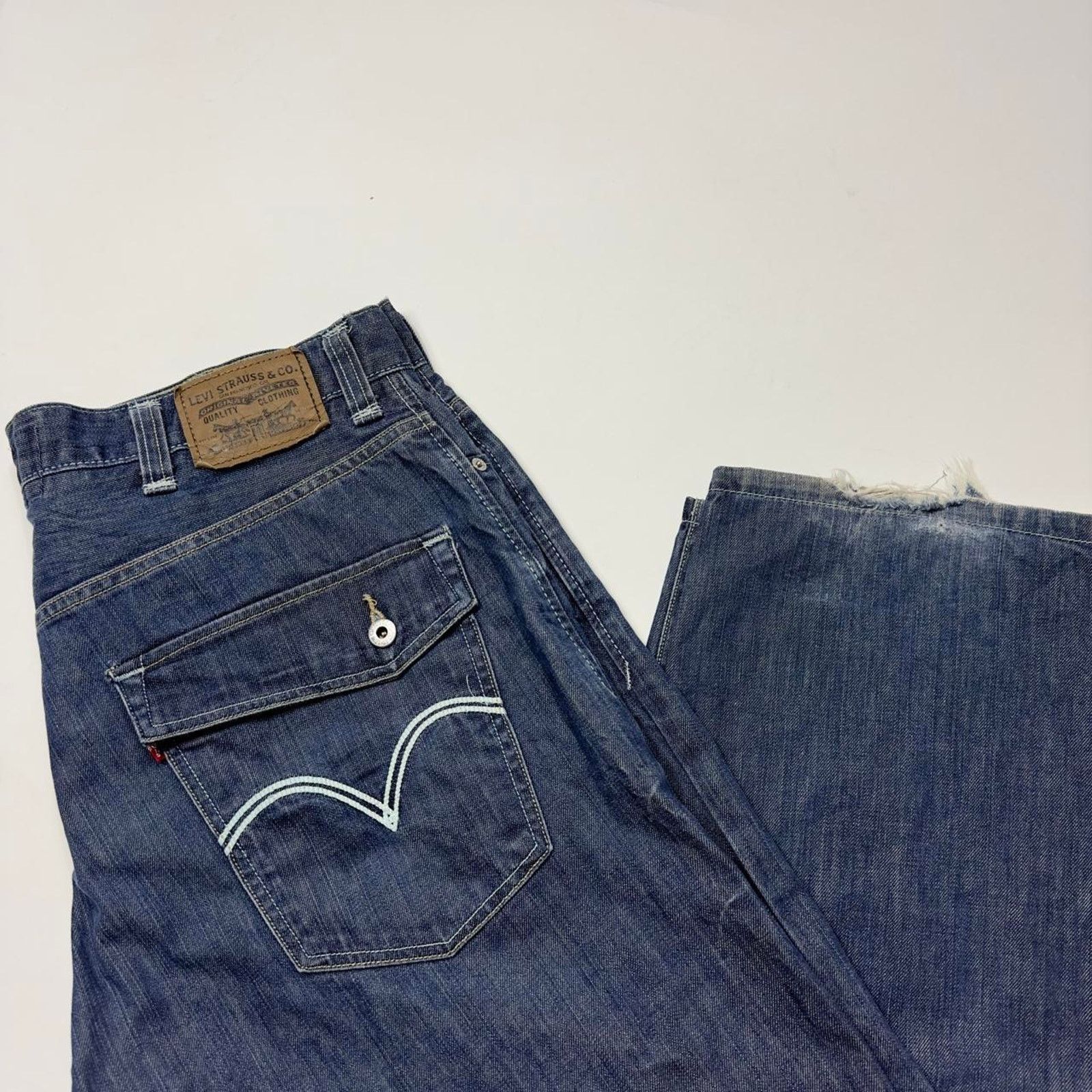 Levi's × StraightFaded Y2k Levi's Wide-Leg Baggy Streetwear Skater Denim Jeans Size US 38 / EU 54 - 8 Thumbnail