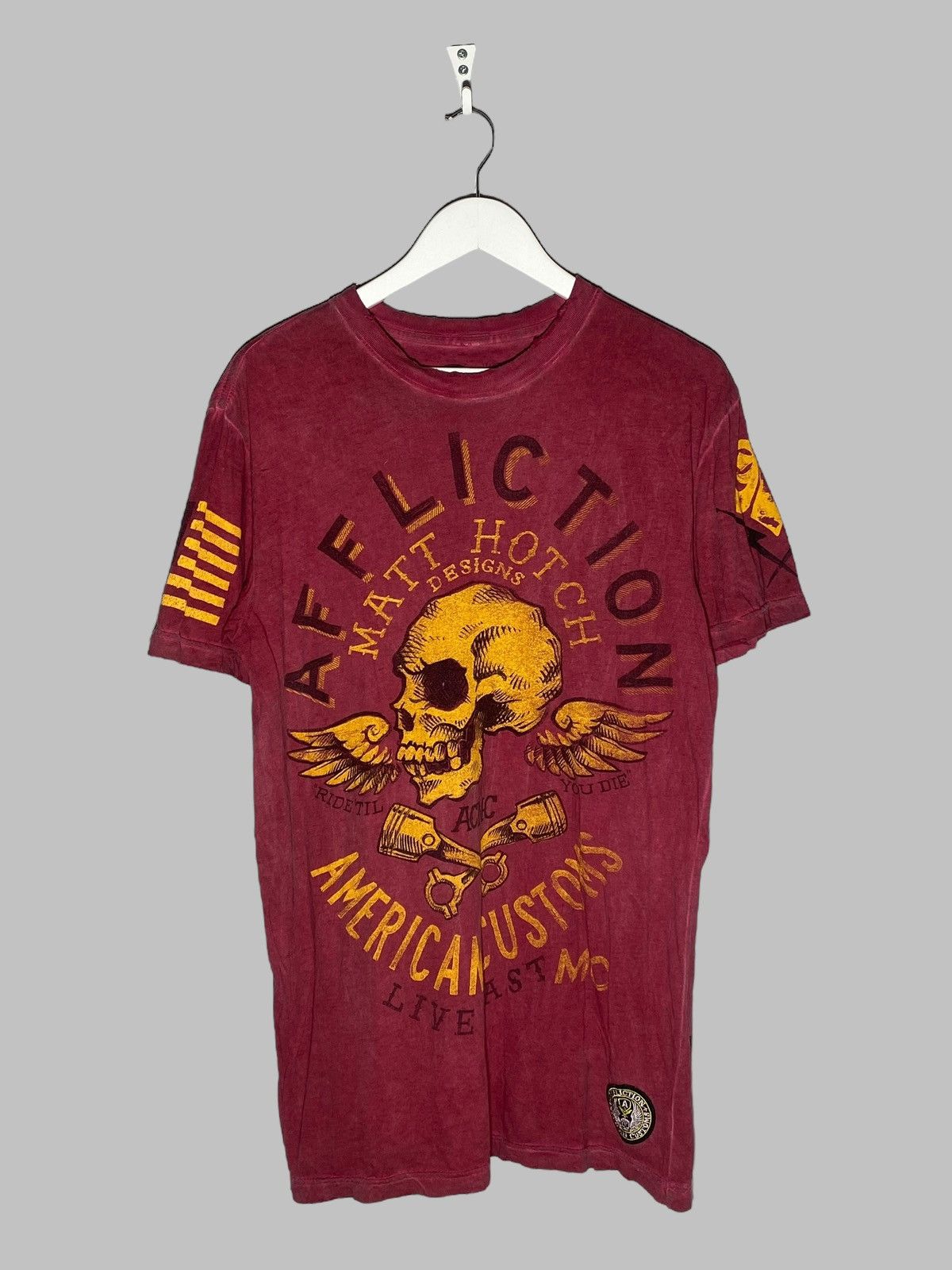 Affliction 🔥 Y2K AFFLICTION BIKER SKULL TEE DISTRESSED TATTOO STYLE Size US L / EU 52-54 / 3 - 1 Thumbnail