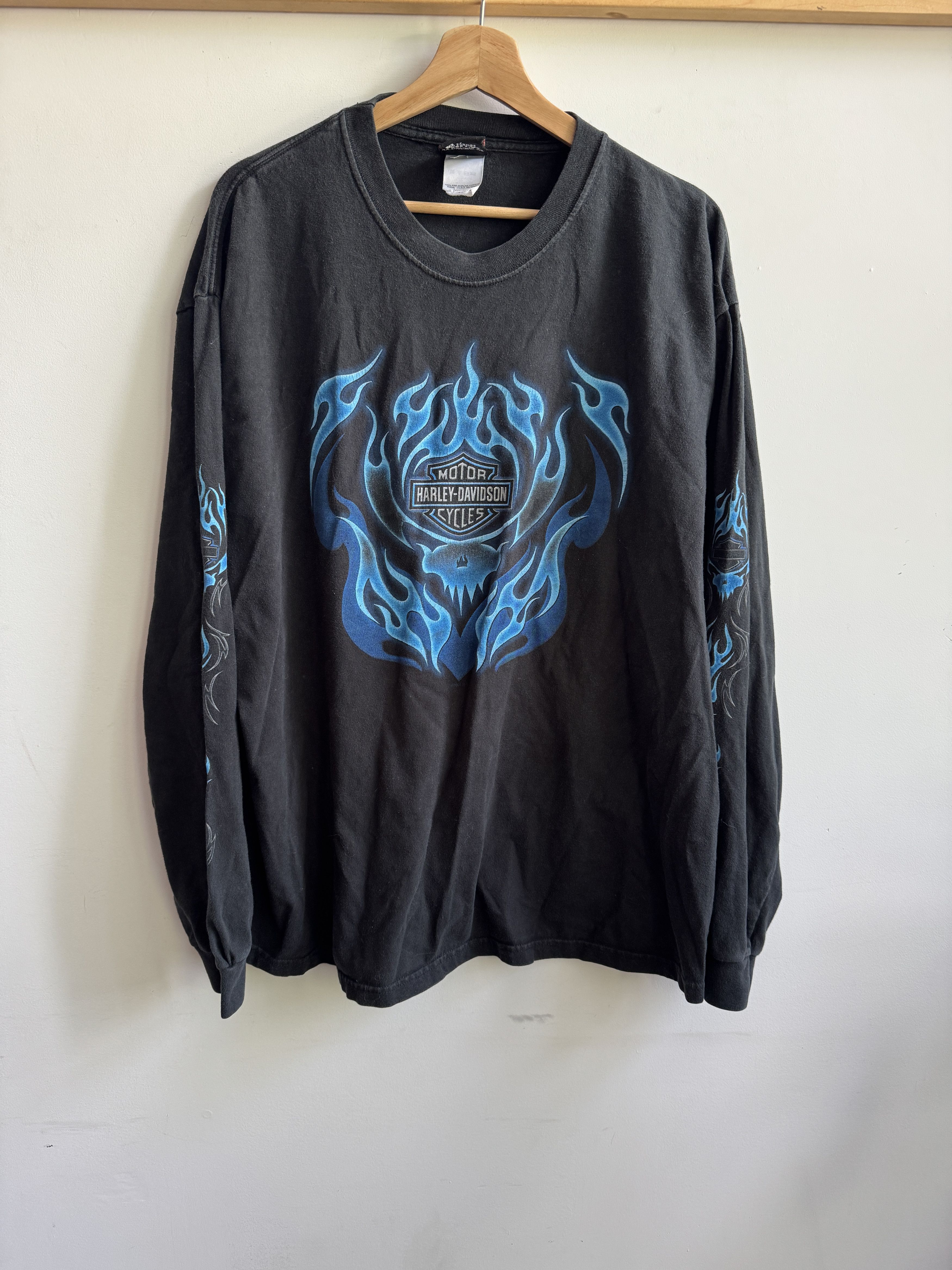 Harley Davidson × Vintage 90s Harley Davidson blue flame long