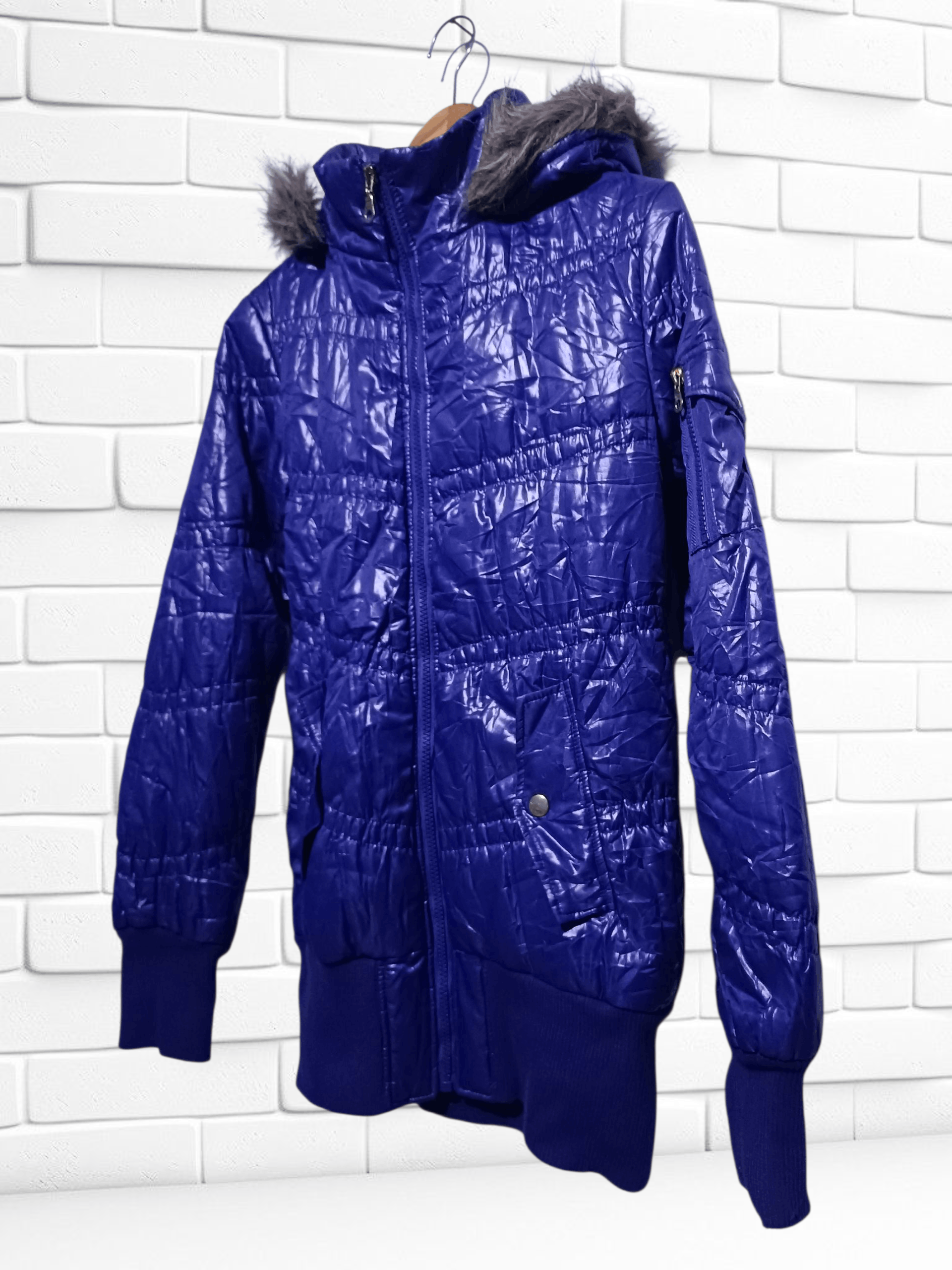 Japanese Brand Japanese Brand Fur Hoodie Puffer Down Jacket Glossy Purple Size M / US 6-8 / IT 42-44 - 2 Thumbnail