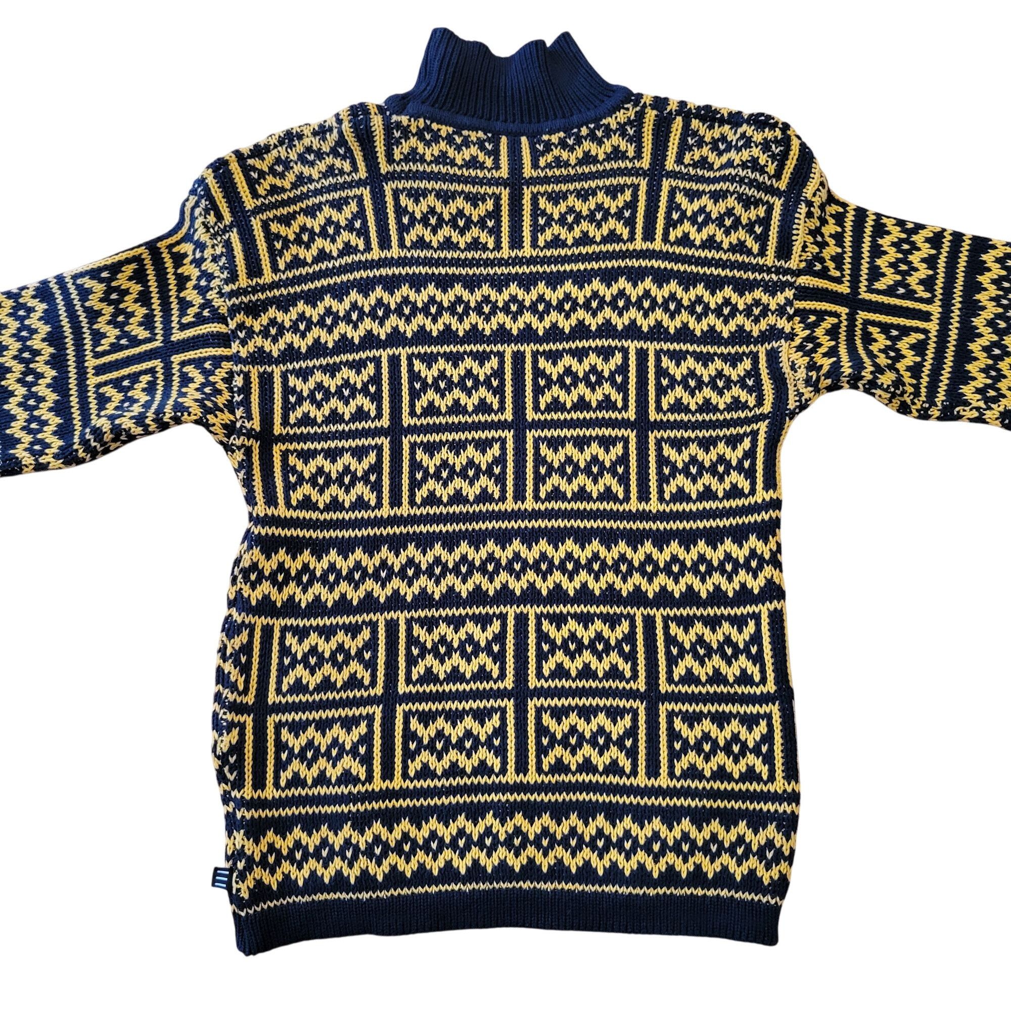 Esprit Vintage Esprit Sport Yellow Navy Blue Geometric Knit Cotton Size US M / EU 48-50 / 2 - 7 Thumbnail