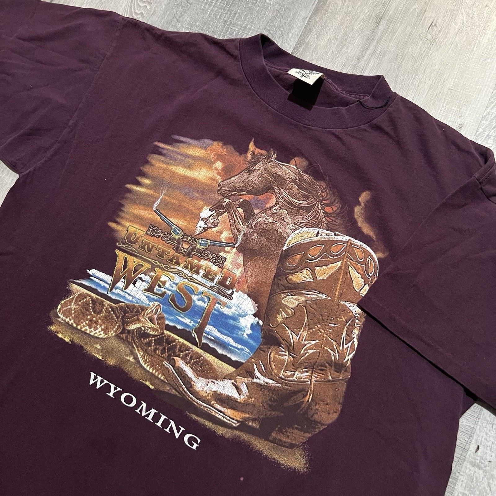 Vintage VTG Wyoming Untamed West Cowboy Boots Western Travel Shirt Size US XL / EU 56 / 4 - 2 Thumbnail