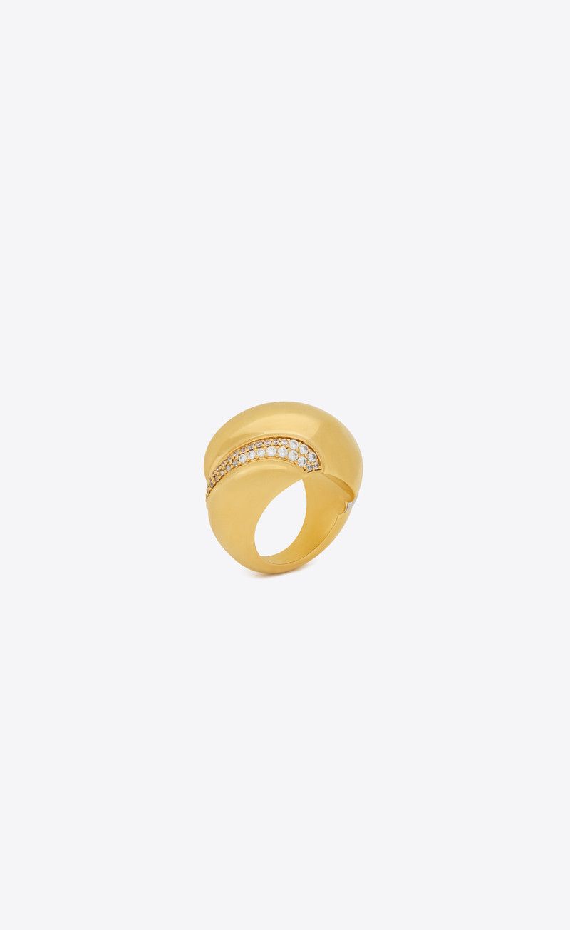 Saint Laurent Paris o1bcso1str0226 Size:06/Crystal Whirlwind Ring in Golden Size ONE SIZE - 1 Thumbnail