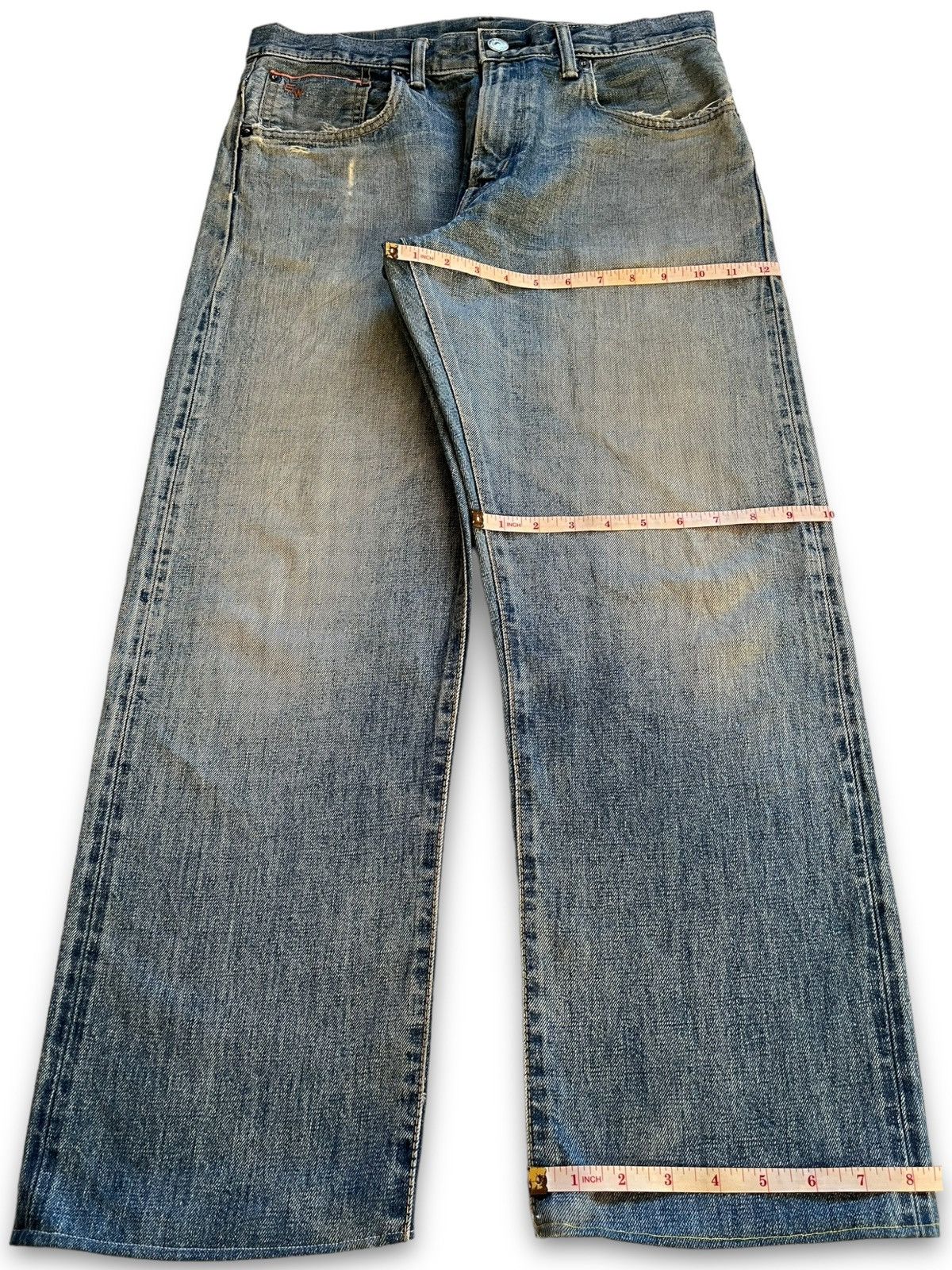 Edwin Vintage Japanese Edwin 505Z Selvedge Distressed Baggy Jeans Size US 33 - 14 Thumbnail