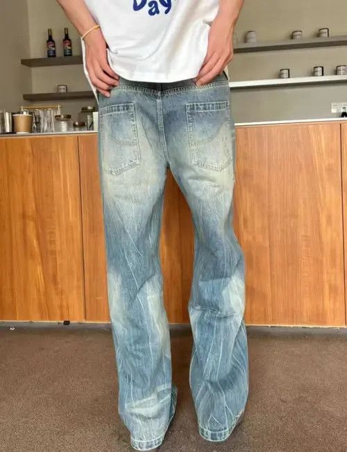 Japanese Brand × Jean Light blue washed retro trendy ripped jeans Size US 32 / EU 48 - 4 Thumbnail