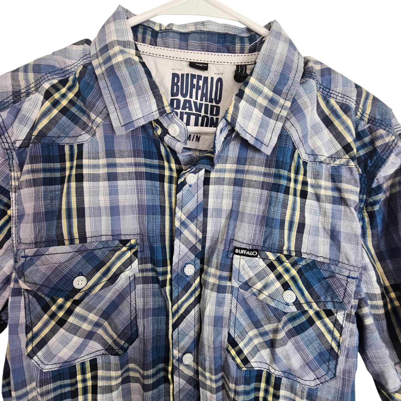 Buffalo David Bitton NEW Buffalo David Bitton Shirt Blue Plaid Western Shirt M Size US M / EU 48-50 / 2 - 2 Thumbnail