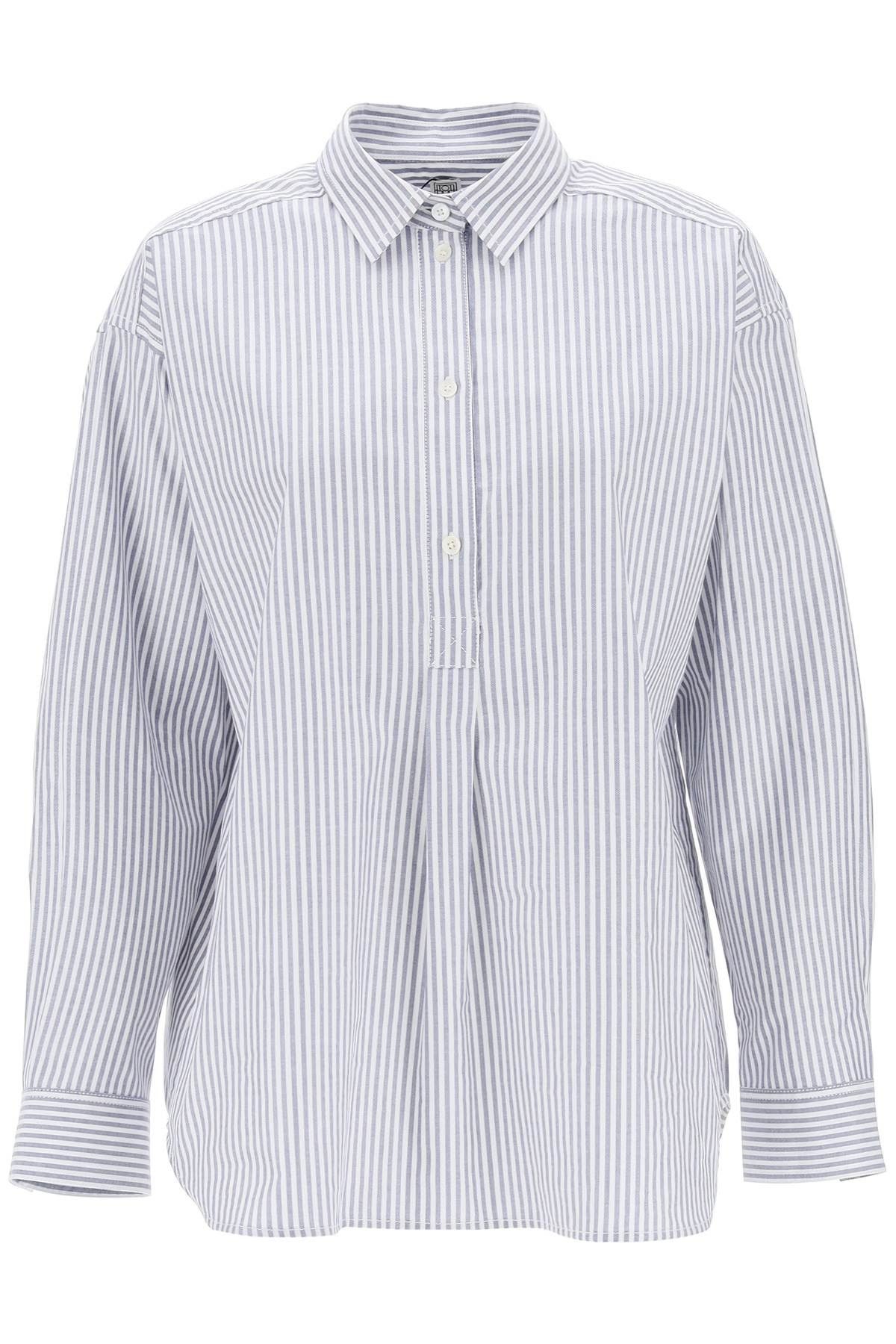 image of Toteme Striped Oxford Shirt in Blue White, Women's (Size XS)