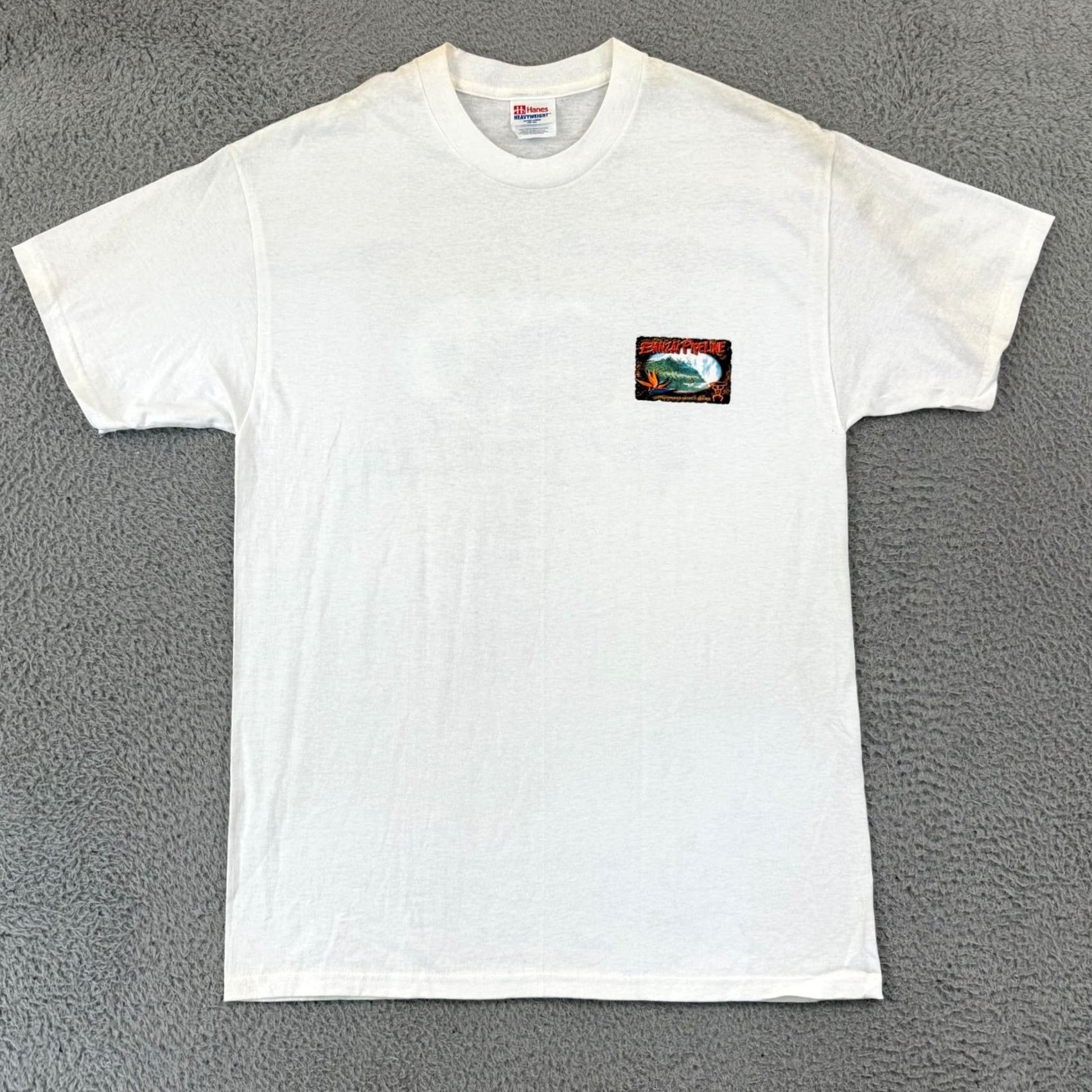 Hanes VINTAGE Hanes Heavyweight T-Shirt White Adult Large 90s Surf Hawaii Tropical Outdoor 90s Men Mens Size US L / EU 52-54 / 3 - 2 Thumbnail