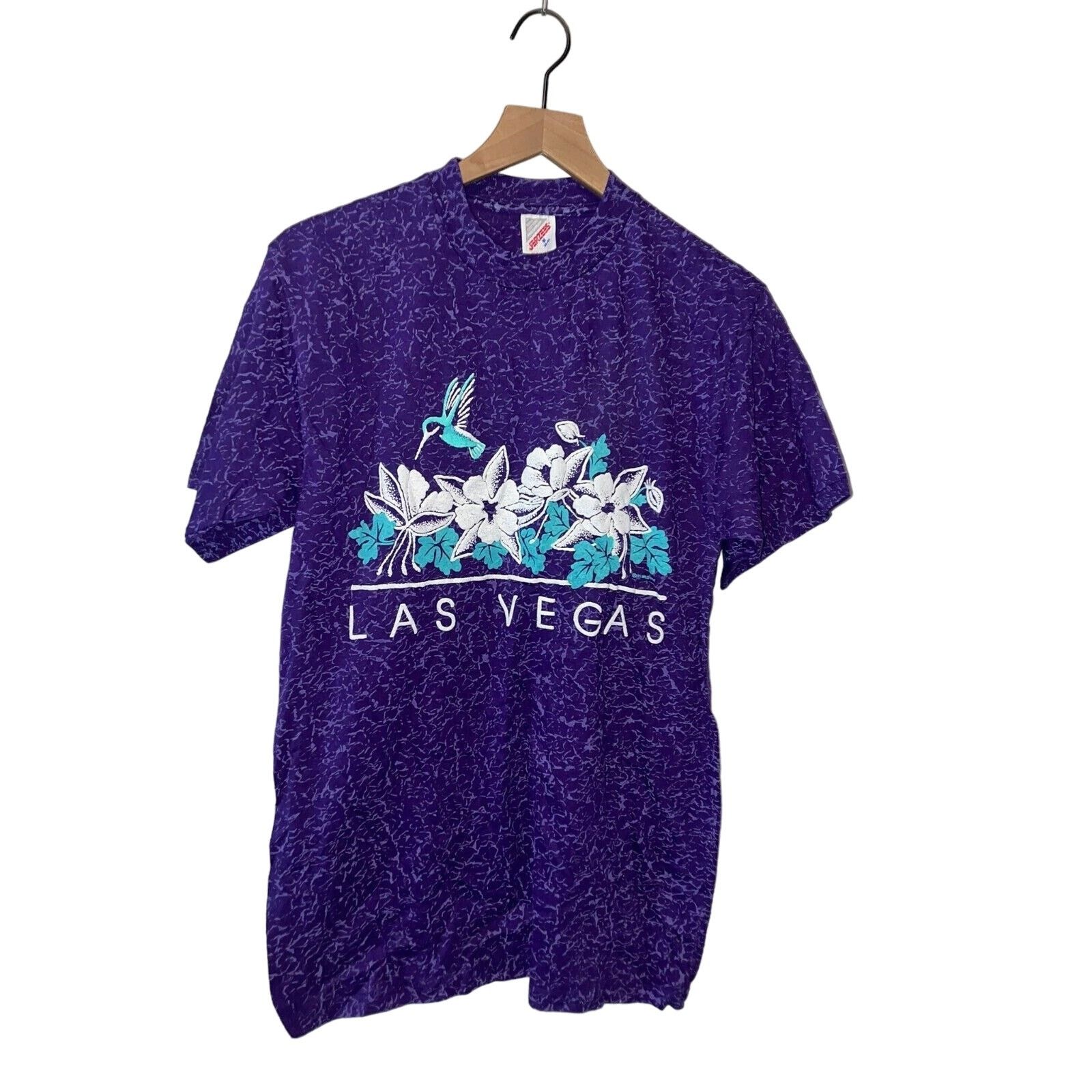 Jerzees Vintage Las Vegas Shirt Hummingbird Purple Tee 90s VTG M Size US M / EU 48-50 / 2 - 1 Thumbnail