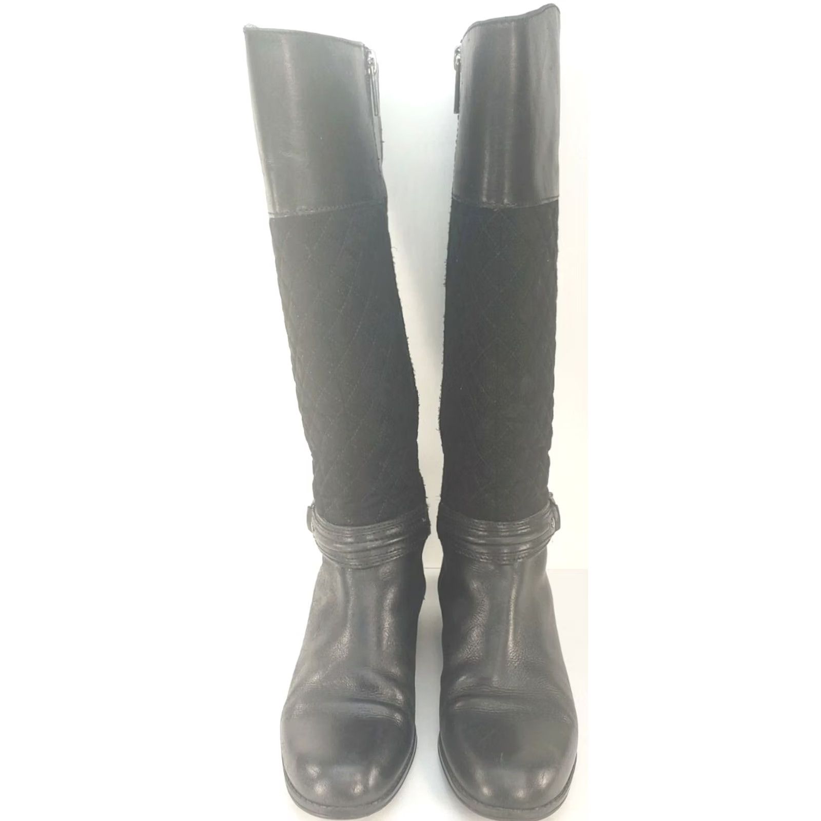 Vintage Bandolino Boots Womens Black CABBIE WOMEN LEATHER QUILTED SUEDE KNEE HIGH Side Zip Size US 7 / IT 37 - 3 Thumbnail