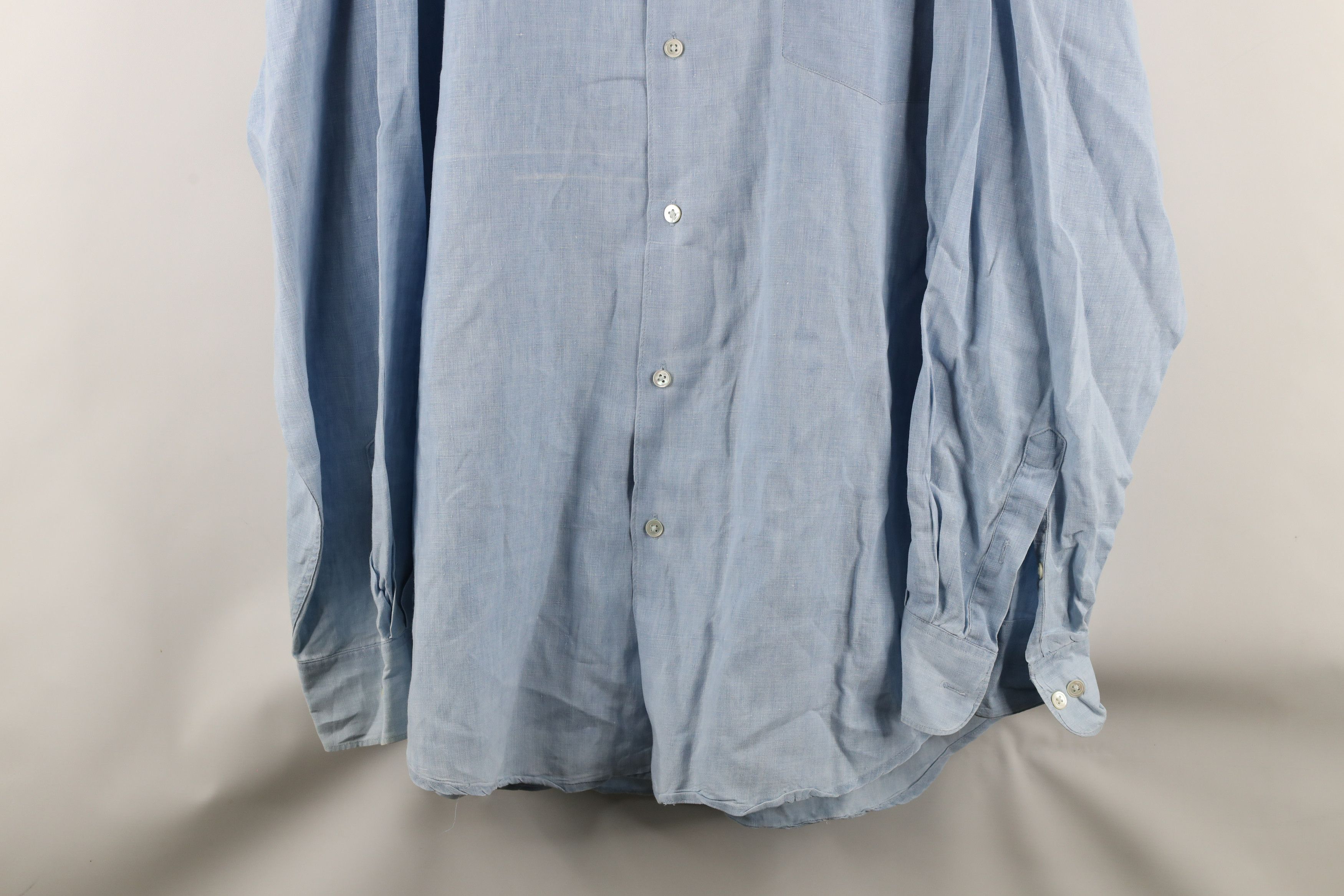 Banana Republic × Vintage Vintage 90s Banana Republic Fit Linen Button Shirt Blue Size ONE SIZE - 3 Thumbnail