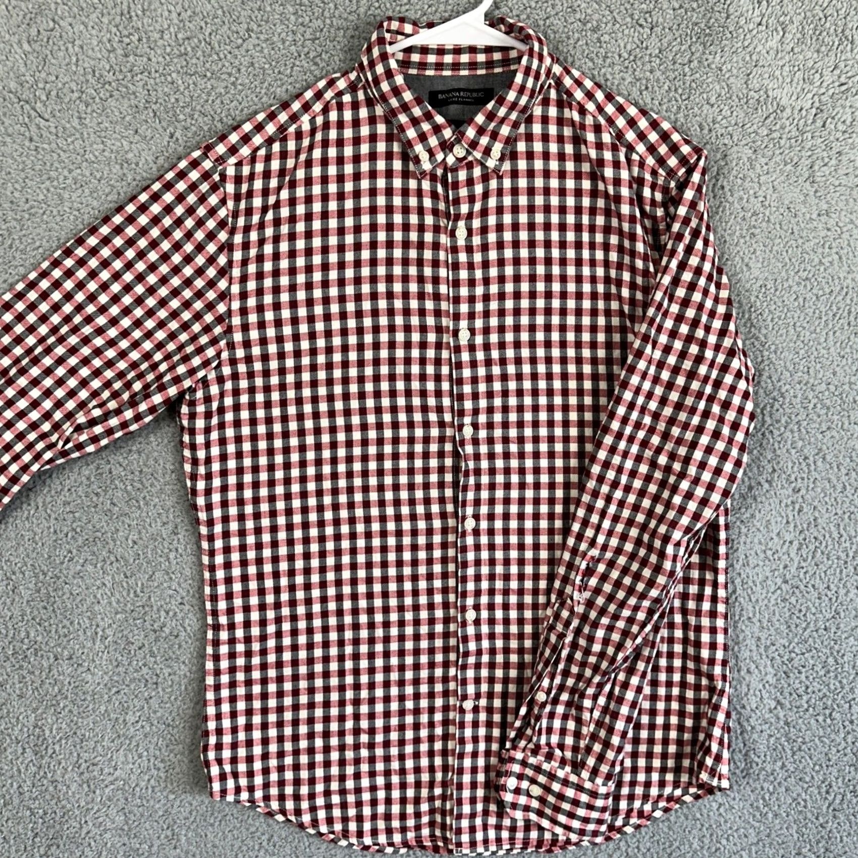 Banana Republic Banana Republic Luxe Shirt Flannel Button Down Mens Medium Red Plaid Grant Fit Shirt Mens Regular Red Plaid Button-Down Size US M / EU 48-50 / 2 - 2 Thumbnail