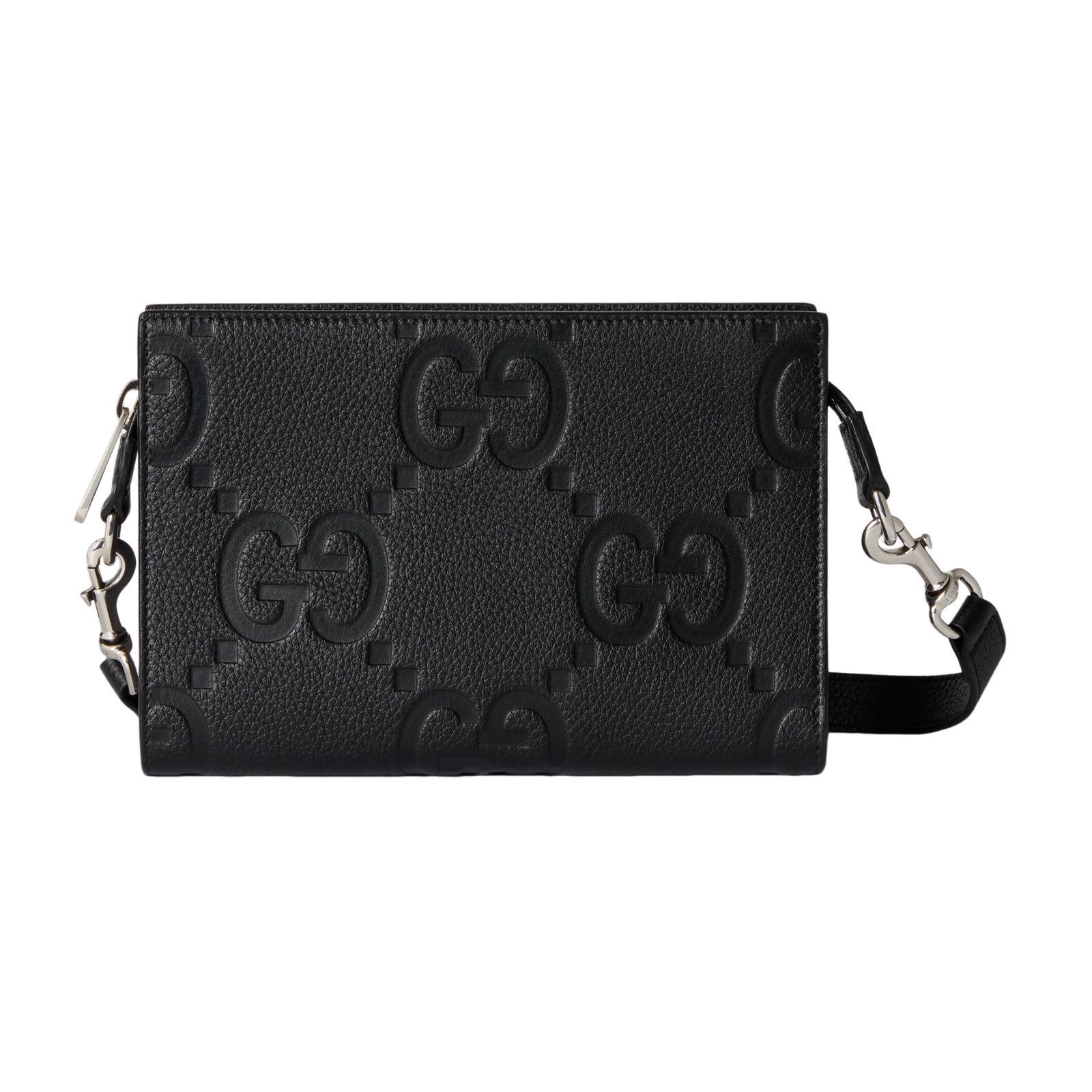 GUCCI $1920 Small Black Jumbo GG Leather Shoulder Bag New &