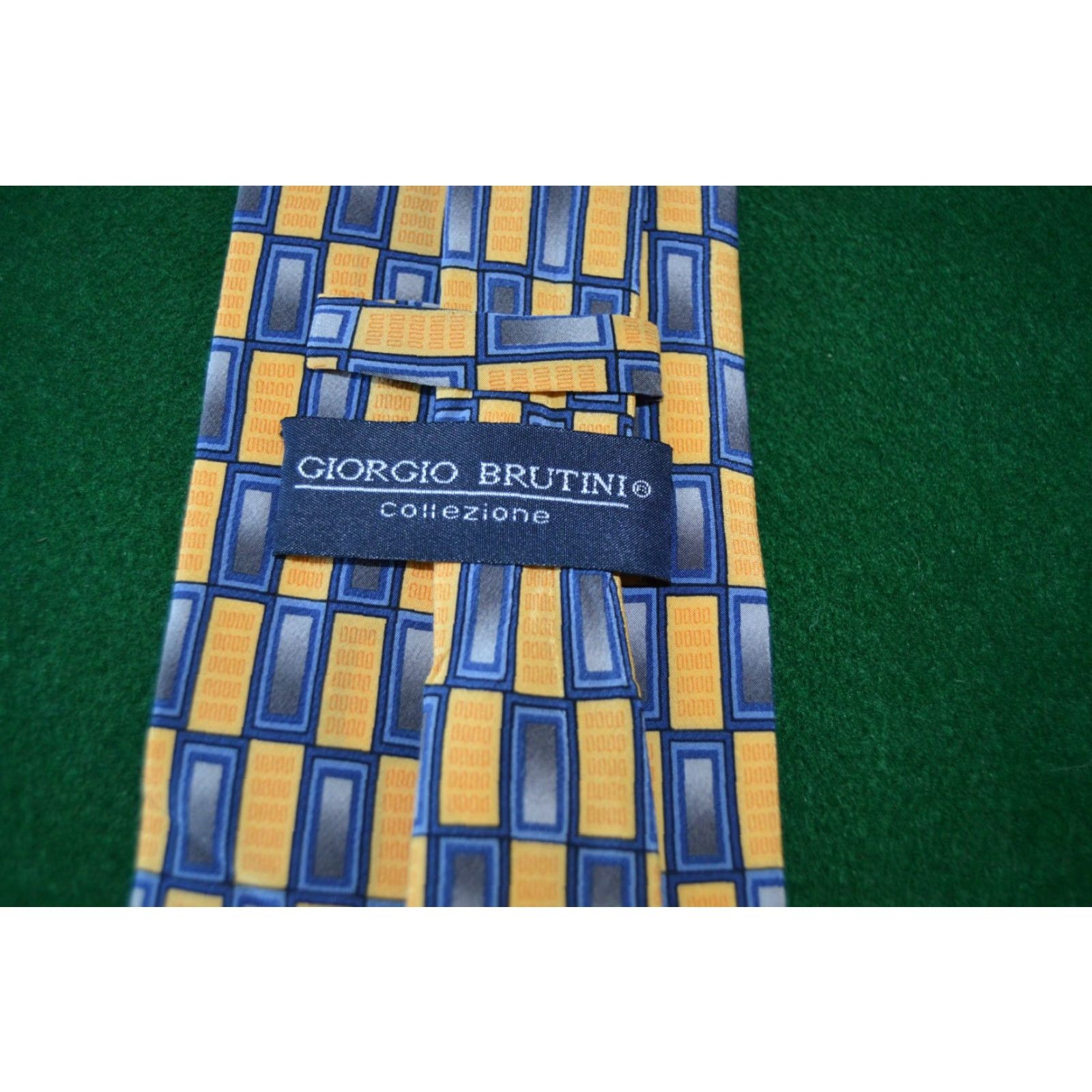 Vintage GIORGIO BRUTINI Men's Dress Tie BLUE AND GOLD Tie Size ONE SIZE - 4 Thumbnail