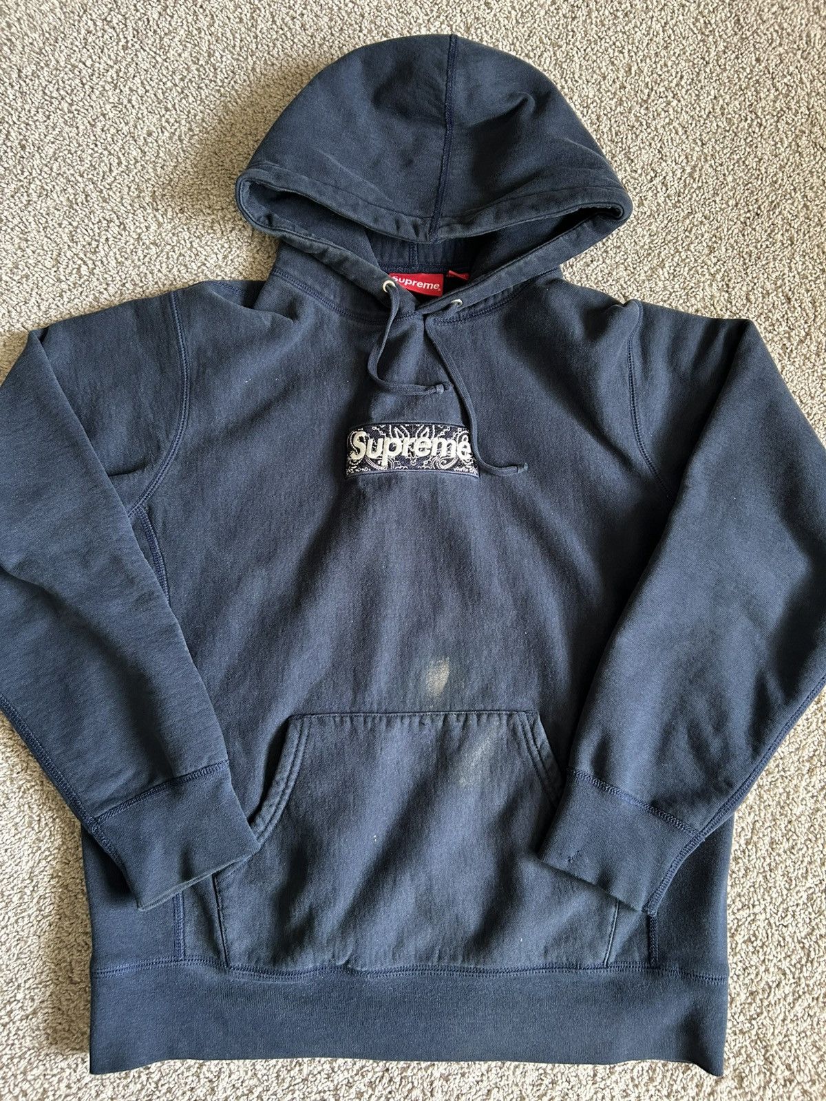 Supreme Supreme Bandana Box Logo Hoodie Navy Size Medium Size ONE SIZE - 4 Thumbnail