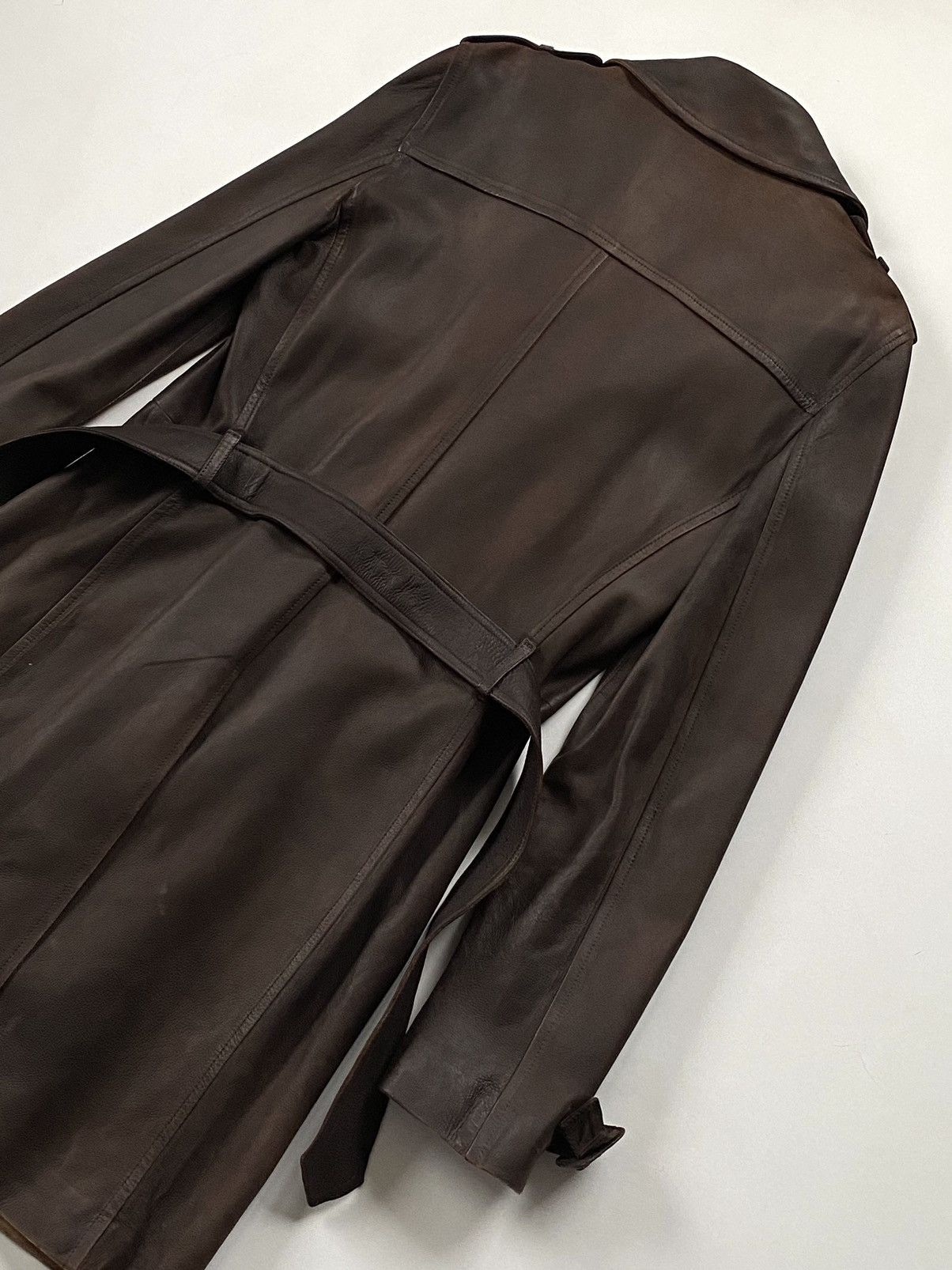 Miu Miu 🔥Archive Miu Miu FW2006 Hand Dyed Leather Trench Coat Brown Size M / US 6-8 / IT 42-44 - 17 Thumbnail