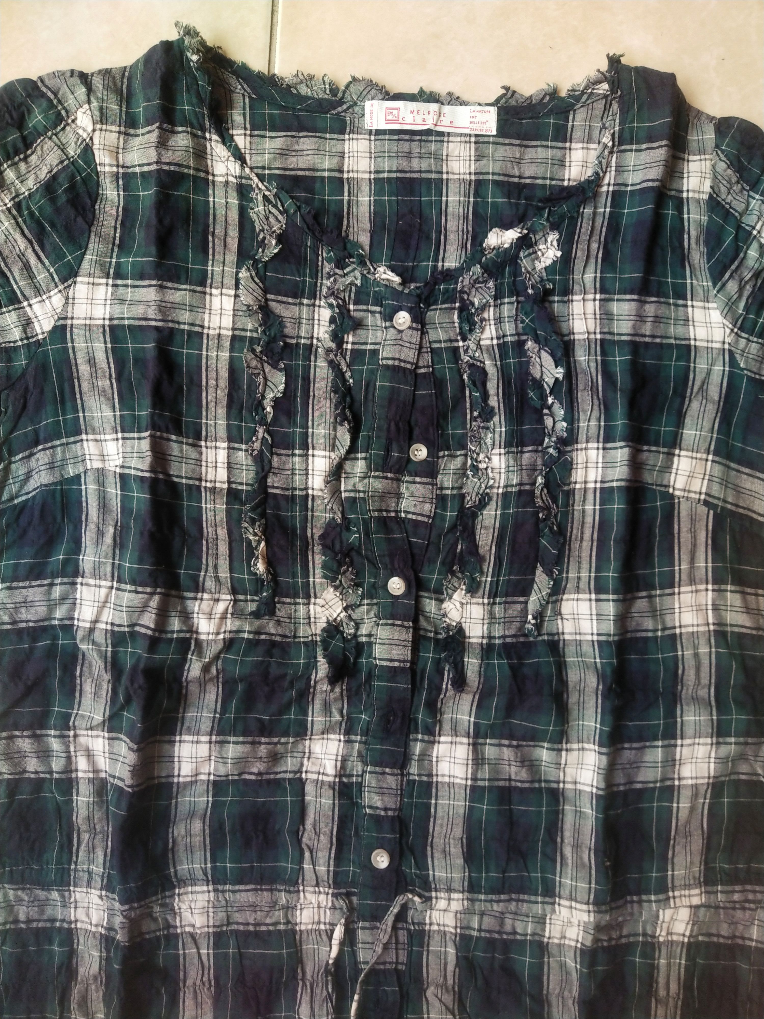 Beauty Beast Melrose Claire Japan Plaid Tunic Dress Raw Hem Mori Kei Size M / US 6-8 / IT 42-44 - 2 Thumbnail