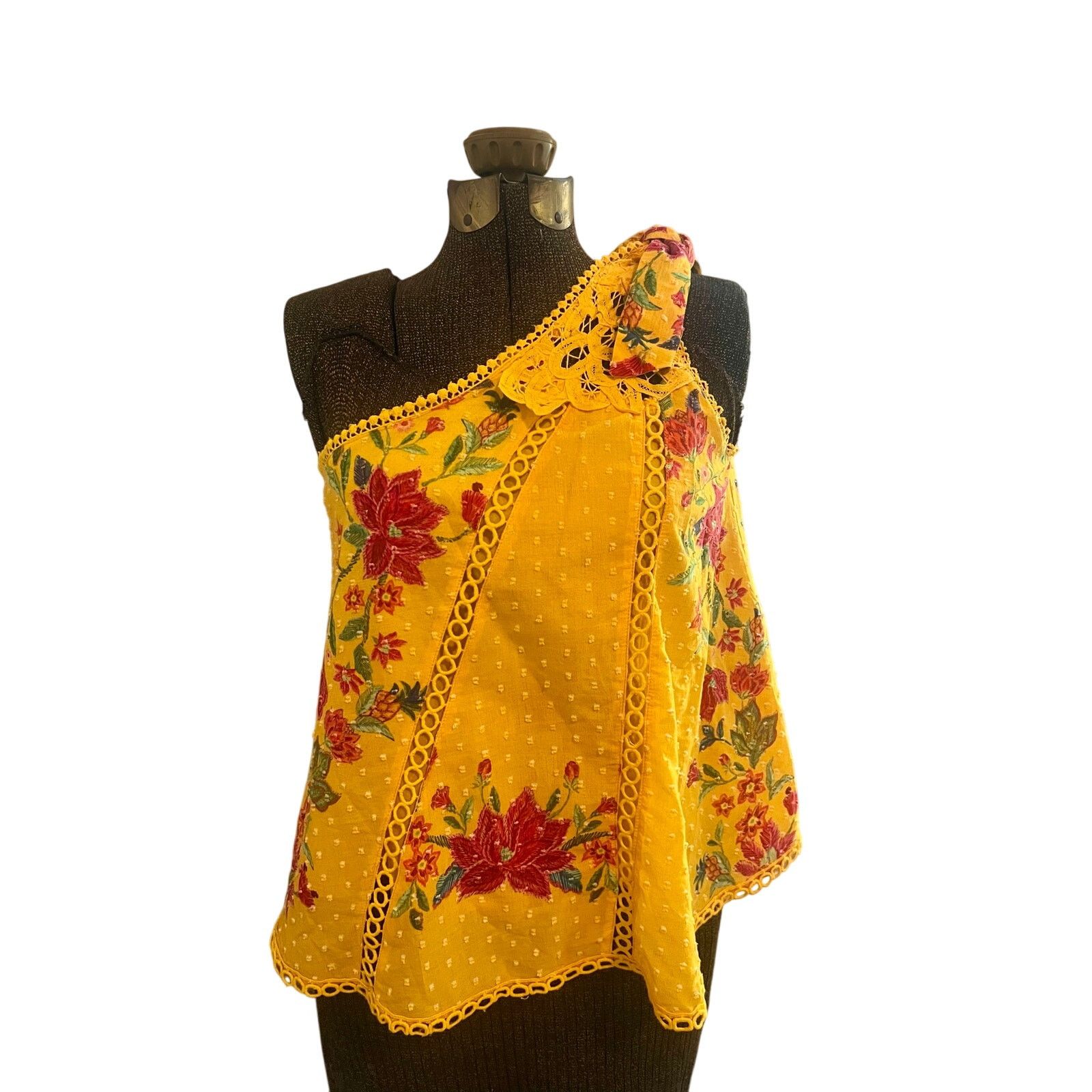 Farm Rio Flower Dream One Shoulder Blouse Size S / US 4 / IT 40 - 1 Thumbnail