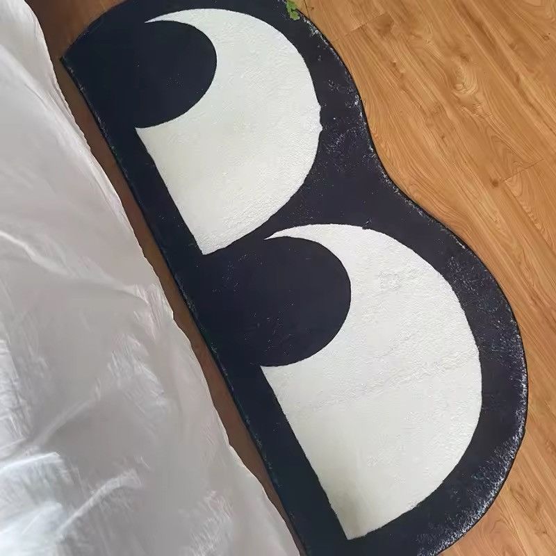 Japanese Brand × Vintage Cute Big Eyes Rug Black White Carpet 60x140cm Size ONE SIZE - 3 Thumbnail