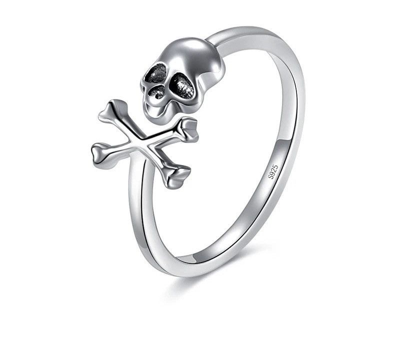 Jewelry 925 Sterling Silver Skull Ring Skeleton Size ONE SIZE - 1 Thumbnail