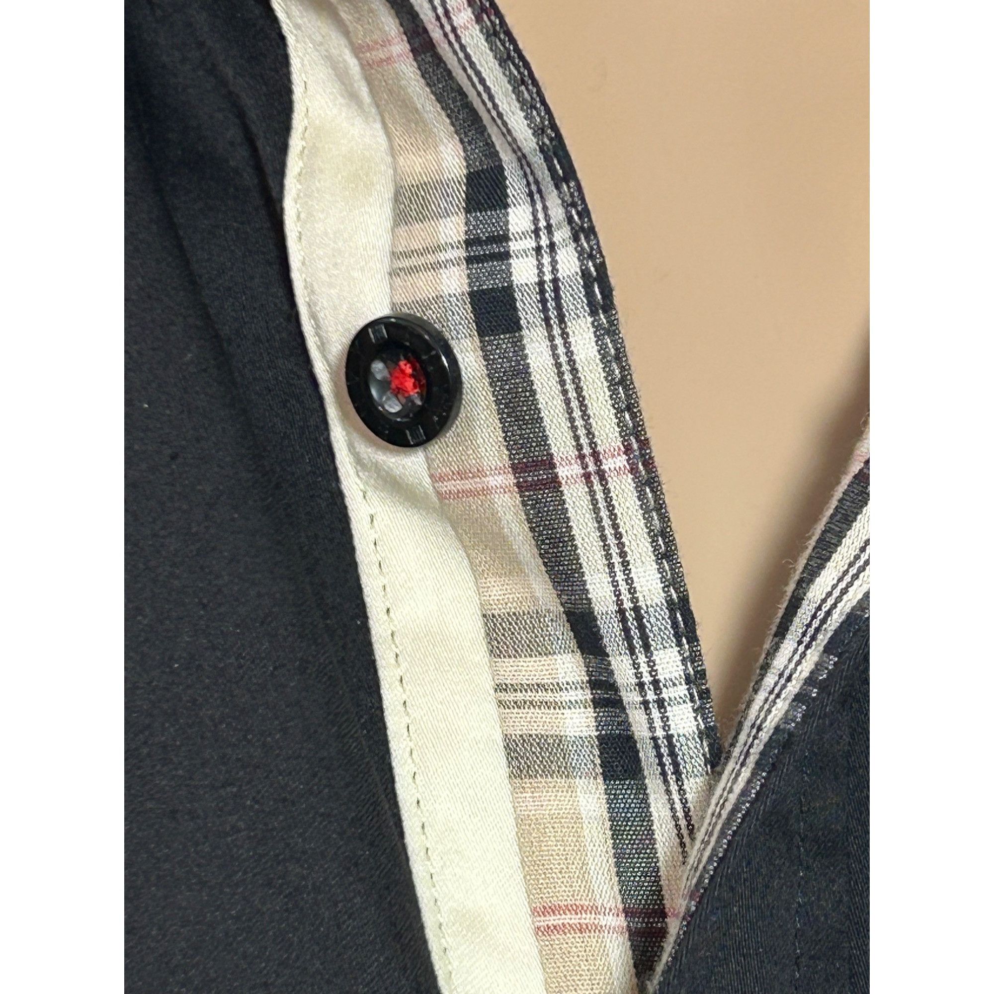 Other Envy Men’s Button Up Black Shirt, L Slim Fit Contrasting Pla Size US L / EU 52-54 / 3 - 2 Thumbnail