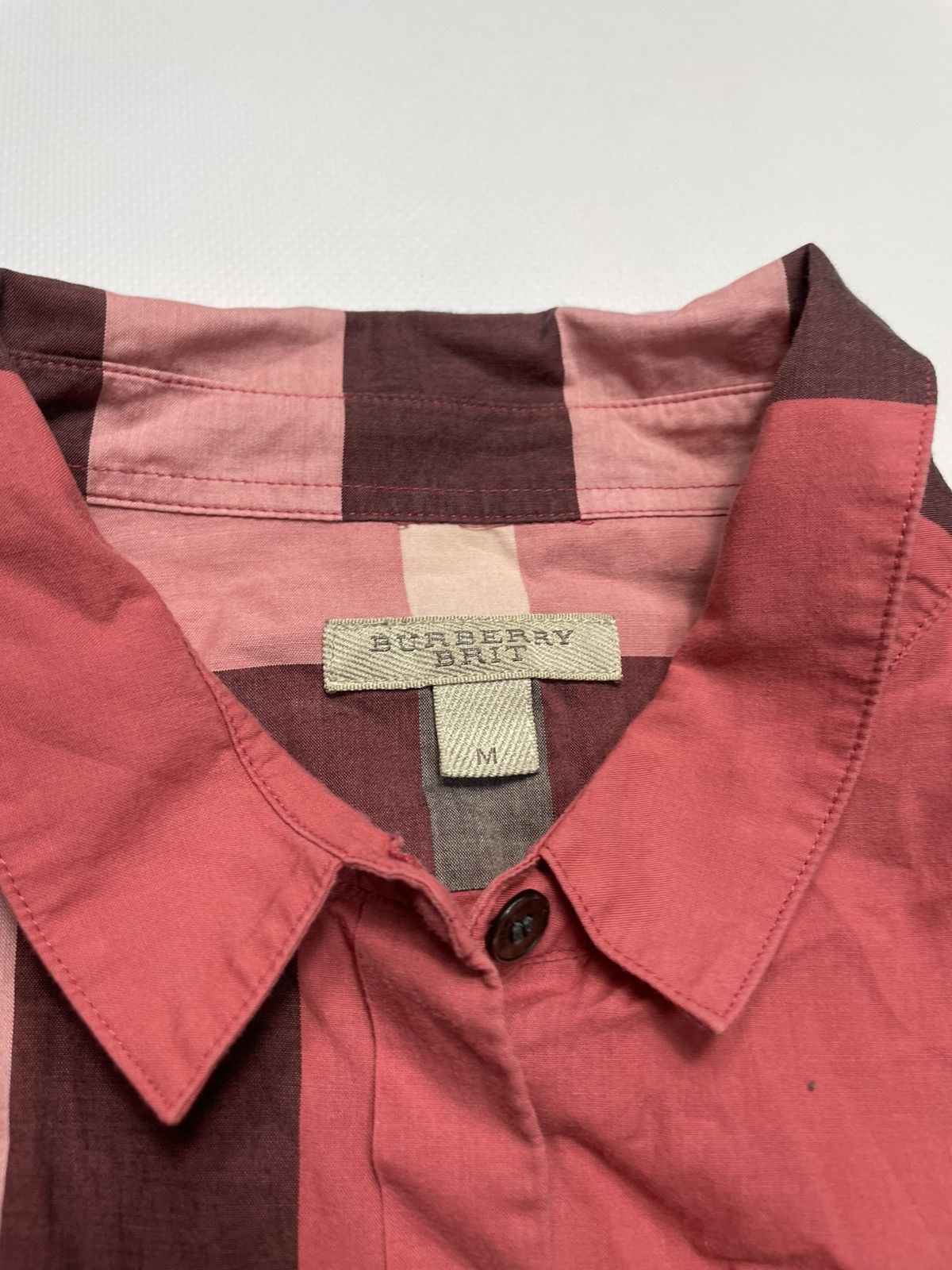 Vtg Burberry Nova Check Plaid Button-Up Shirt France