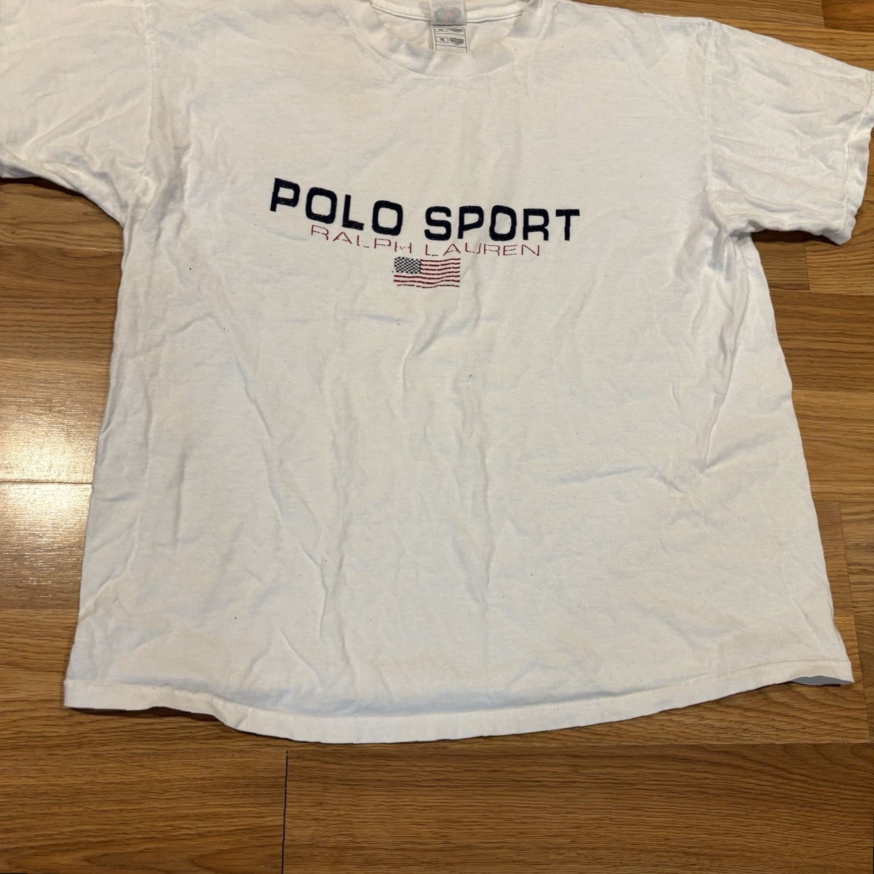 Ralph Lauren VINTAGE Ralph Lauren Polo Sport White T-Shirt Spellout Logo USA Flag 90s Mens XL Short Sleeve Crew Neck Graphic Print Size US XL / EU 56 / 4 - 5 Thumbnail