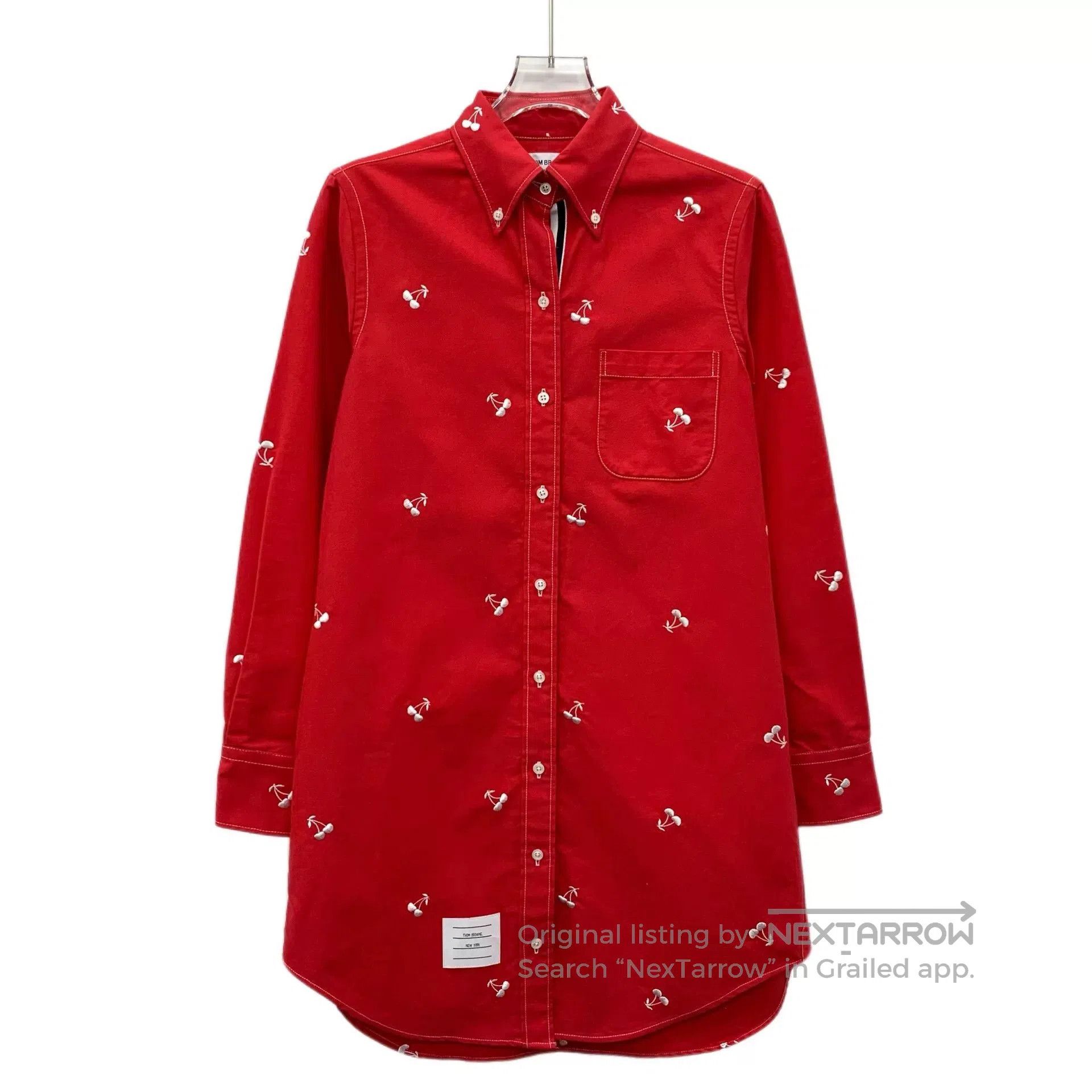 Thom Browne thom browne red cherry embroidered long sleeve shirt. Size US S / EU 44-46 / 1 - 1 Thumbnail