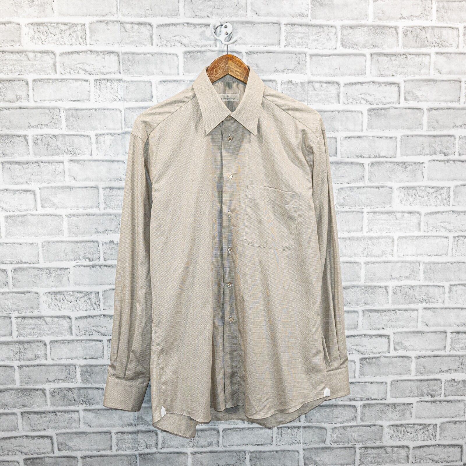 Ermenegildo Zegna Ermenegildo Zegna Men's Long Sleeve Button up Shirt Beige Size US M / EU 48-50 / 2 - 1 Thumbnail