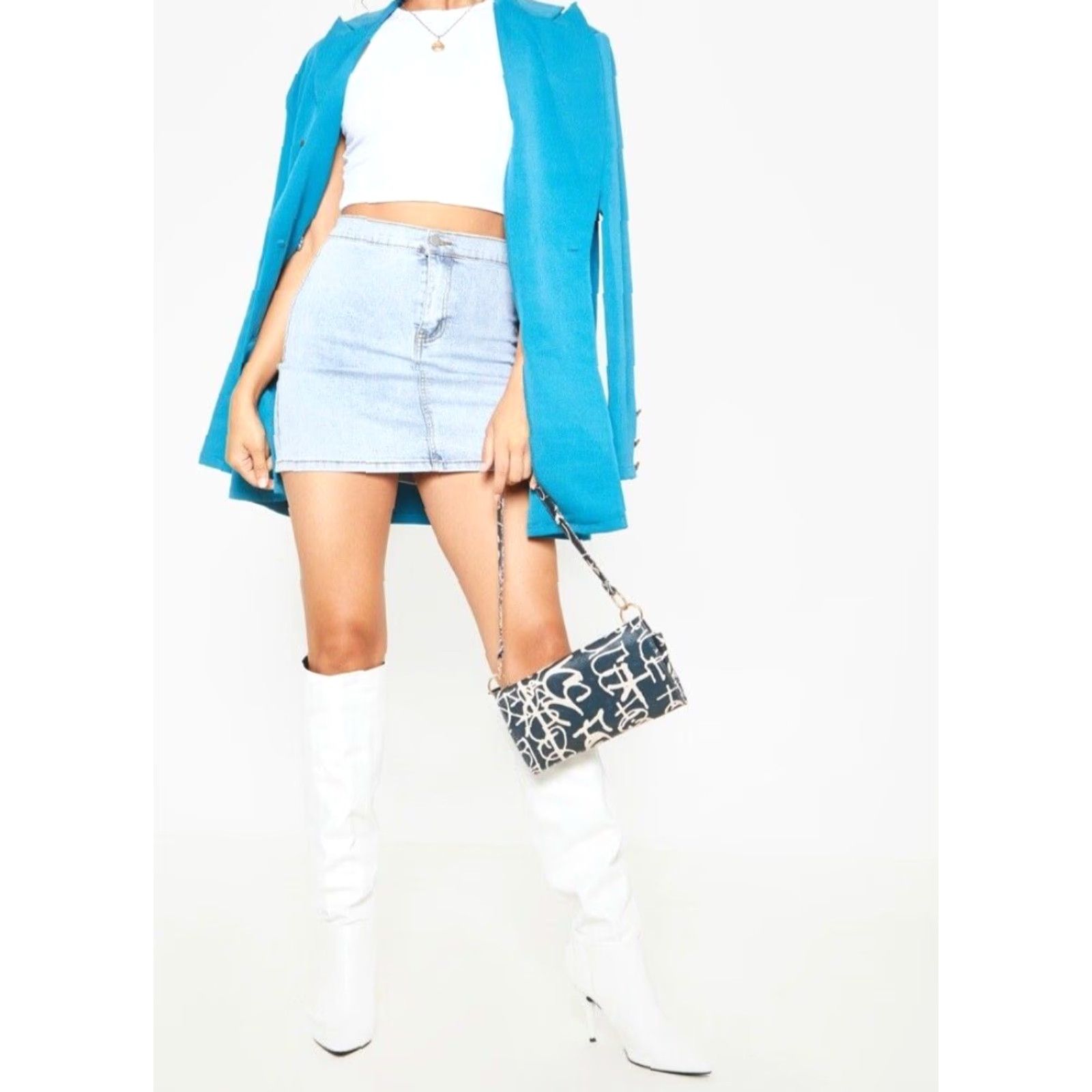 PrettyLittleThing VINTAGE PRETTYLITTLETHING Denim Skirt Mini 10 Blue Short Zip Machine Washable Womens Size 32" / US 10 / IT 46 - 5 Thumbnail