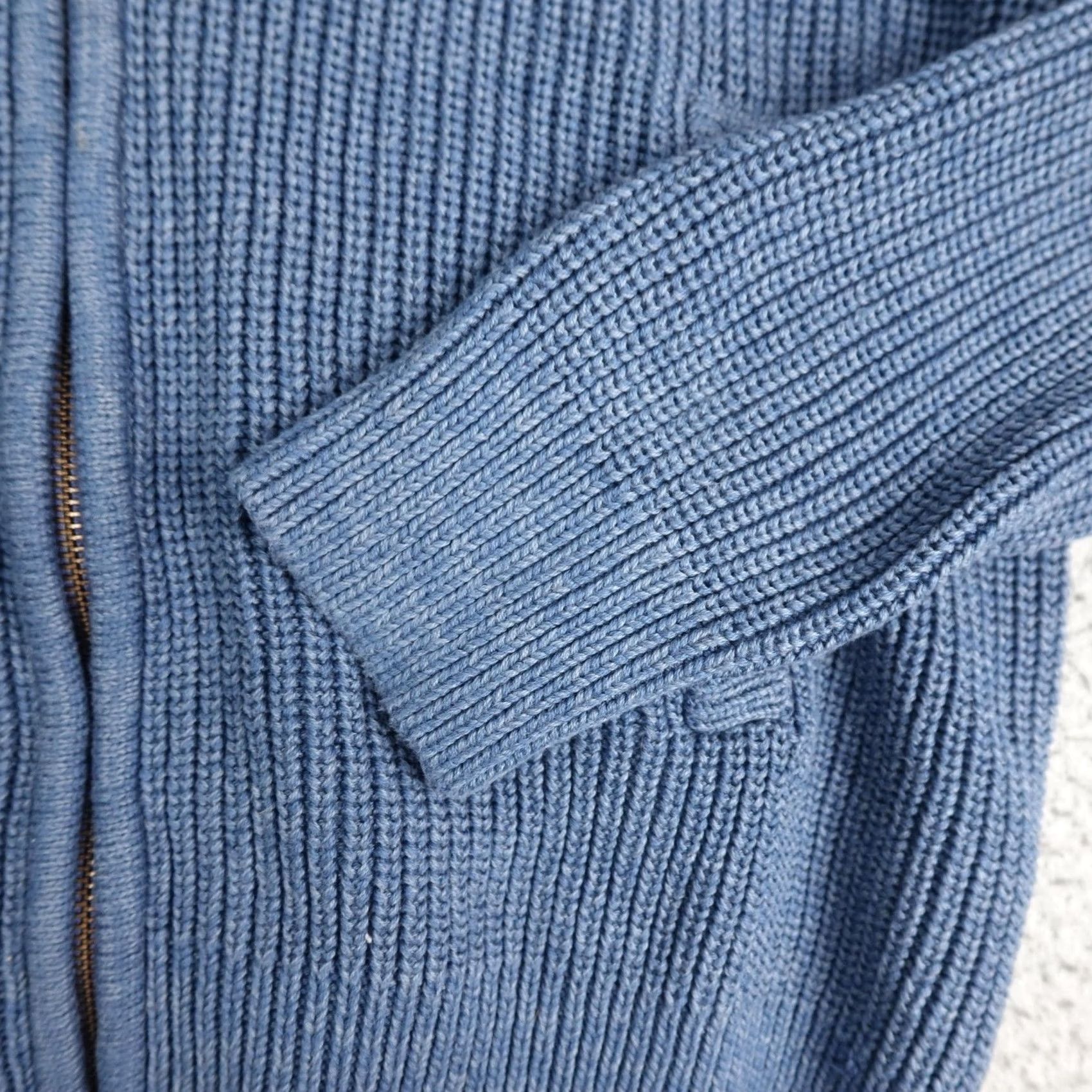 Vintage LL Bean Sweater Mens Medium Blue Cotton Full Zip Mock Neck Waffle Knit Hiking Size US M / EU 48-50 / 2 - 5 Thumbnail