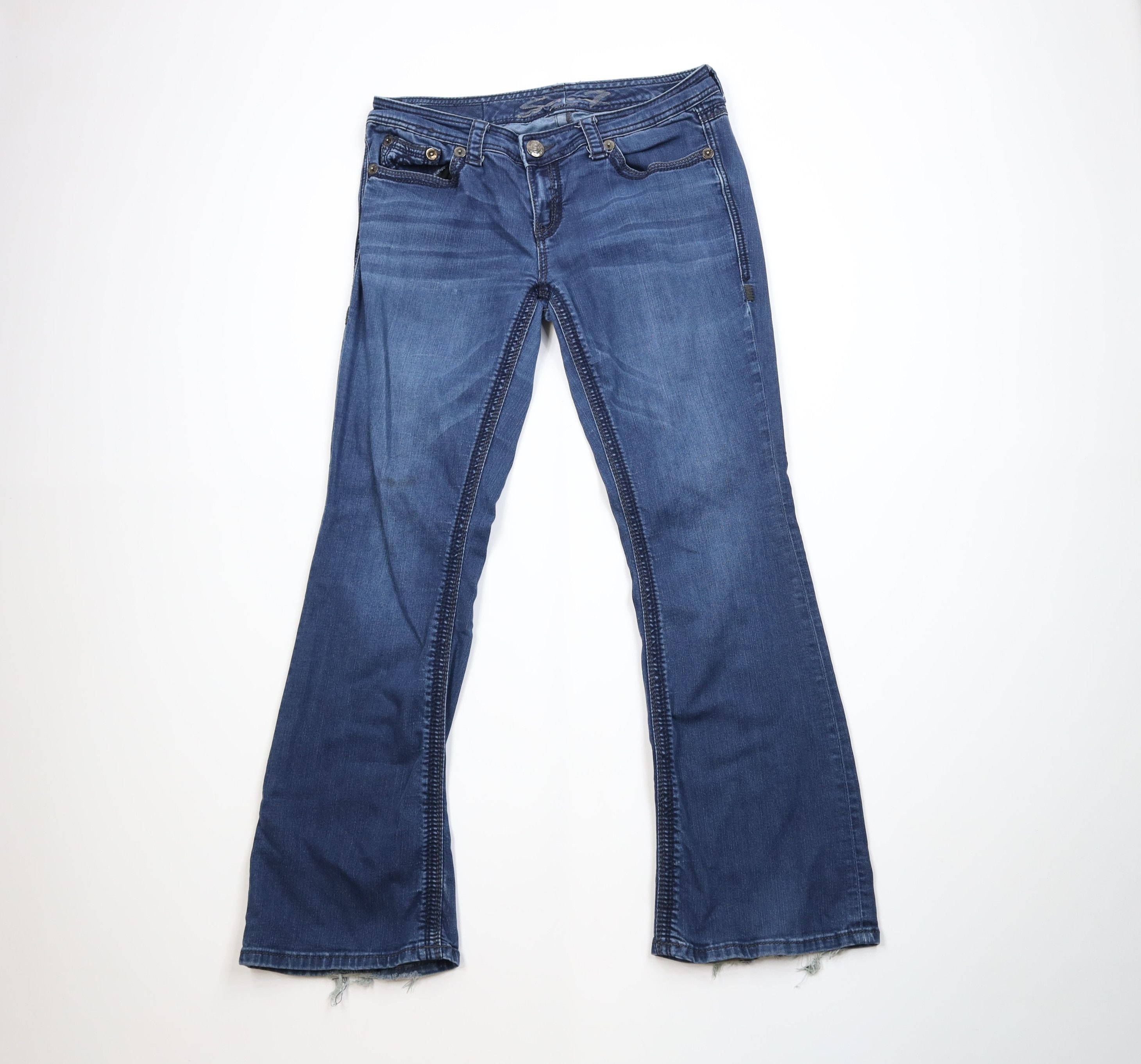 Vintage Vintage Y2K Babydoll Bella Thick Stitch Flared Bootcut Jeans Size 34" / US 12 / IT 48 - 1 Thumbnail