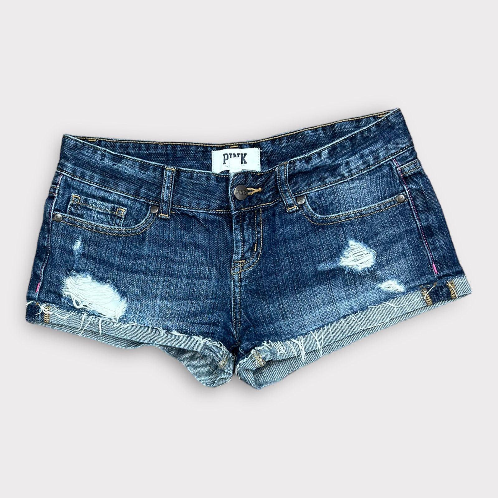 Victoria's Secret PINK Victoria’s Secret | Distressed Denim Cuffed Shorts | 0 Size 25" / US 0 / IT 36 - 5 Thumbnail