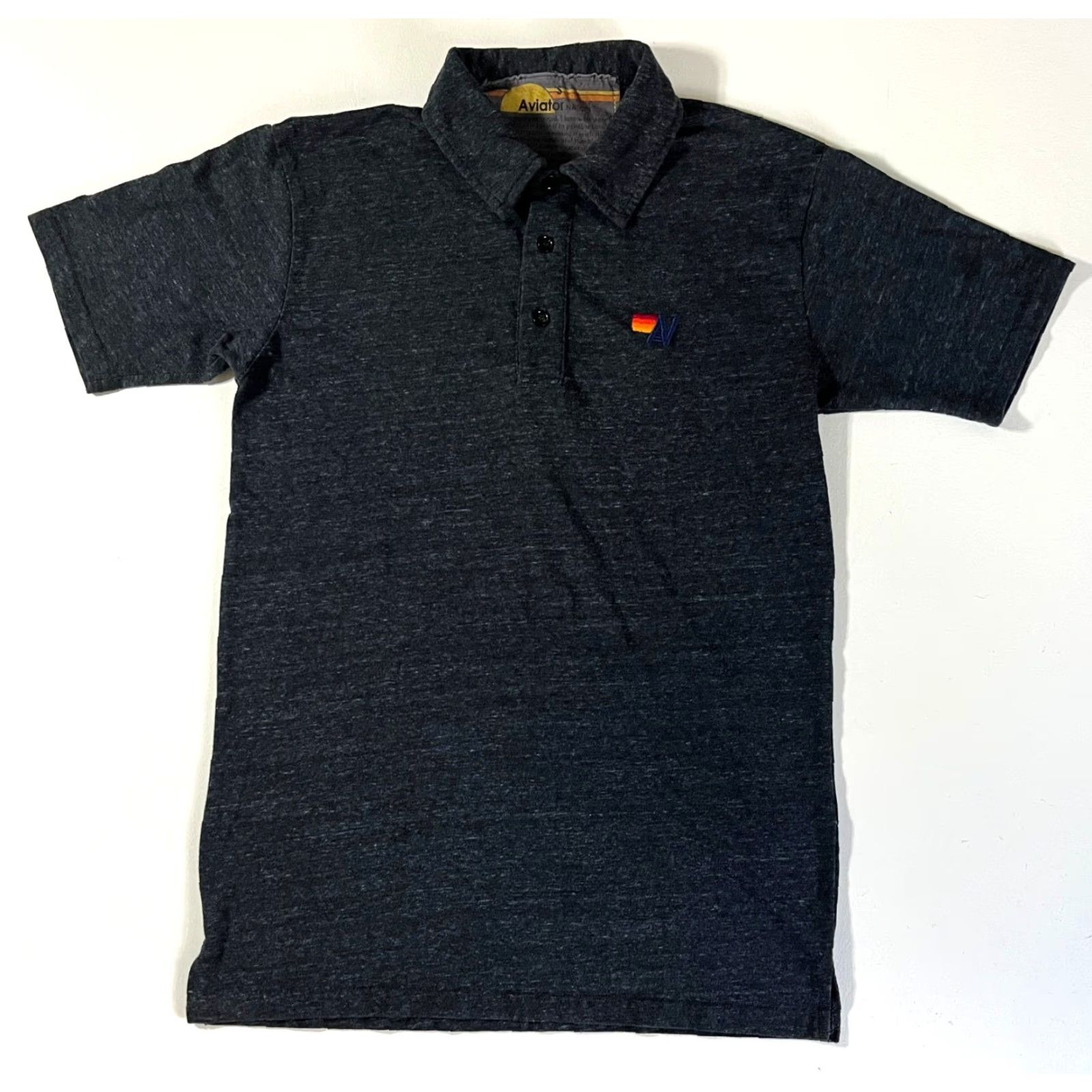 Aviator Nation Aviator Nation Polo Shirt Mens Short Sleeve Logo Charcoal S | Cotton Blend | Button Collar | Solid Size US S / EU 44-46 / 1 - 6 Thumbnail