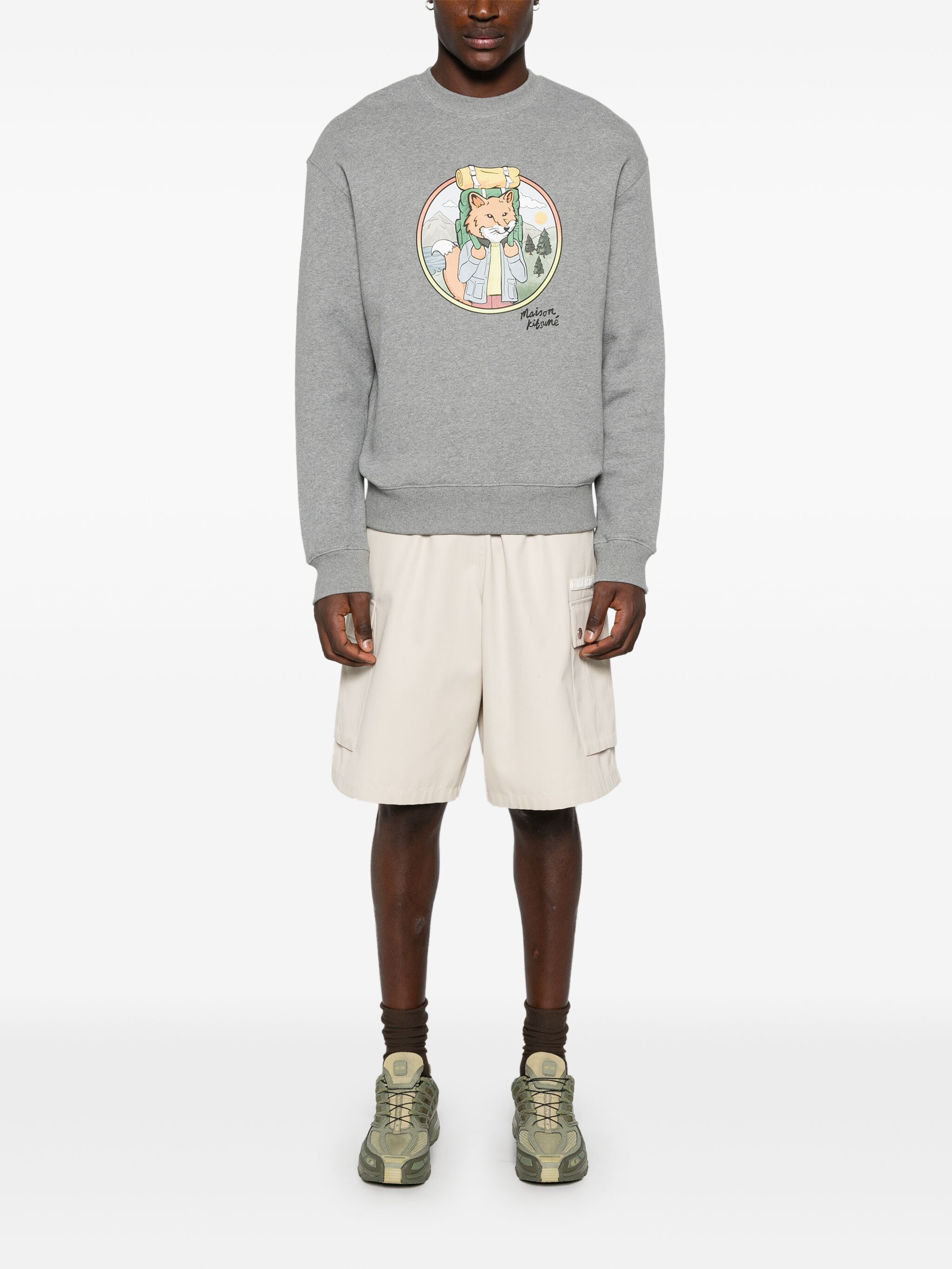 Maison Kitsune o1s22i1n1124 Rambling Fox Print Sweatshirt in Grey Size US S / EU 44-46 / 1 - 2 Thumbnail