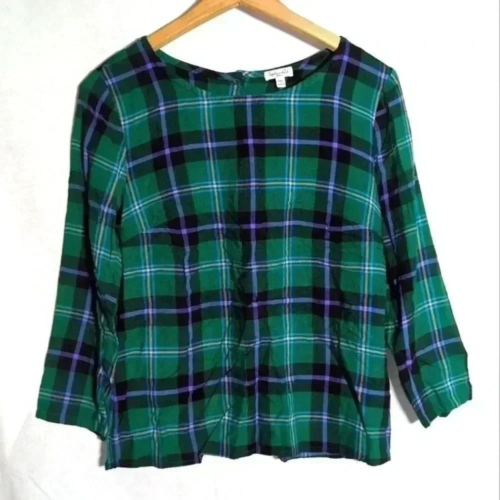 Splendid Splendid Green and Purple plaid Top sz S Size S / US 4 / IT 40 - 1 Thumbnail