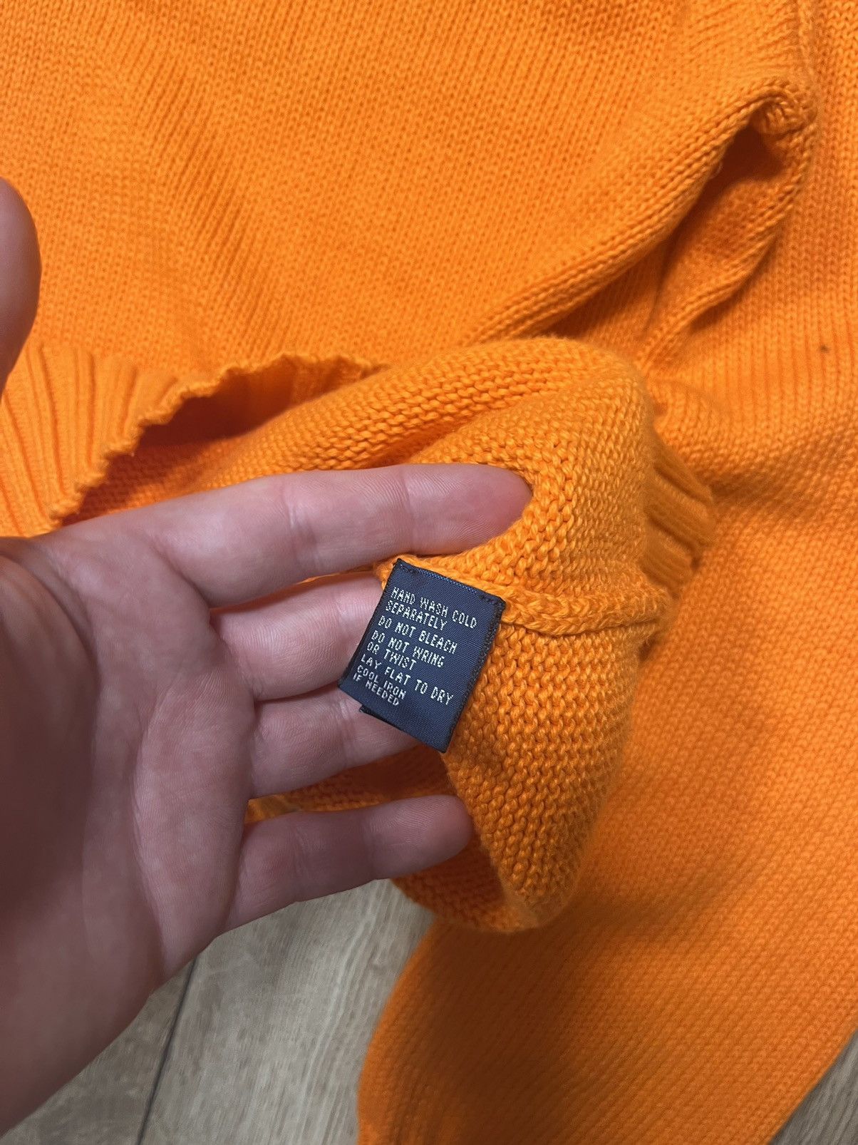 Polo Ralph Lauren × Vintage Vintage 90s Cotton Plain Orange Ralph Lauren Knitted sweater Size US S / EU 44-46 / 1 - 3 Thumbnail